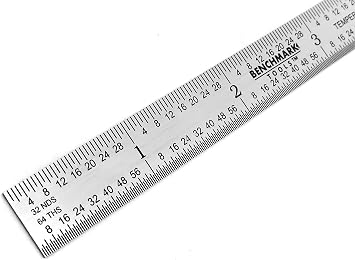 Benchmark Tools 466606 Flexible 6 Inch 5R Machinist Rule with 1/10, 1/100, 1/32 and 1/64 Markings Tempered Stainless Steel with Brushed Finish Conforms to EEC-1 Accuracy Standards (1)