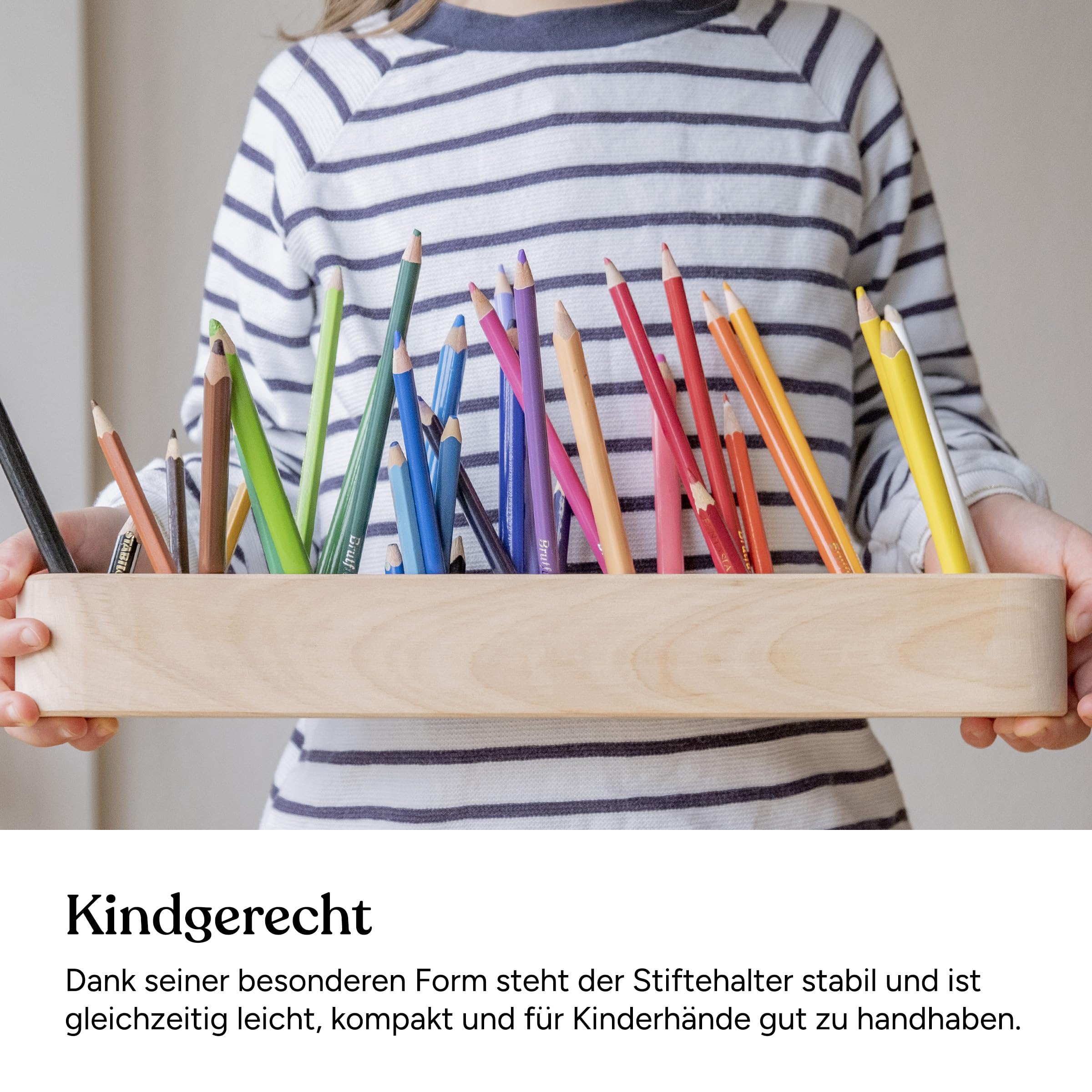 Ehrenkind® Buntstifthalter aus Massivholz FSC® zertifiziert nach Montessori | Schreibtisch Organizer | Stiftehalter Schreibtisch Kinder | Stiftehalter Holz | Stifte Organizer