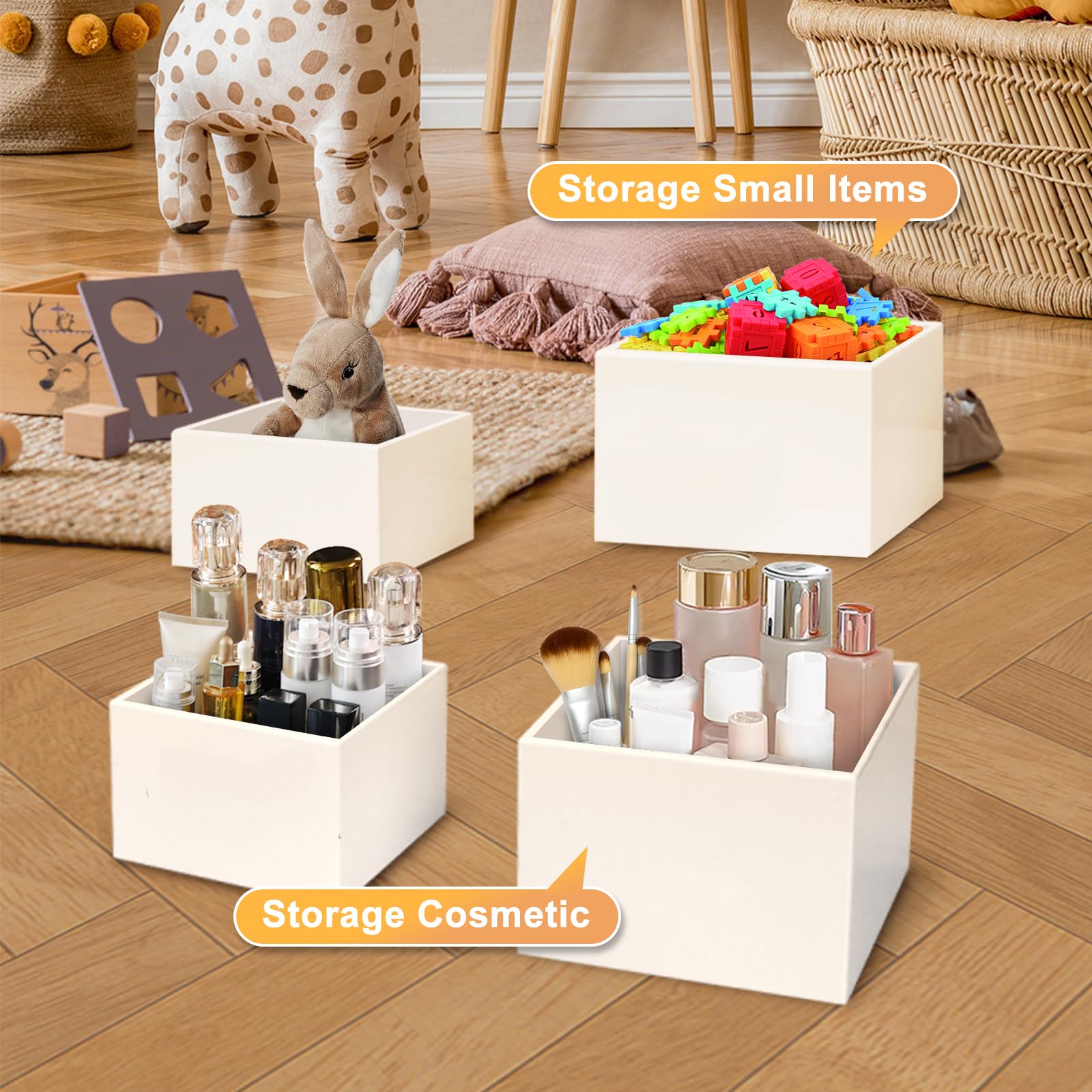 Présentoir Aperitif Buffet 6 PCS, Support Buffet en Acrylique à Fond Creux, Présentoirs pour Aliments, Desserts, Bijoux, Figurines, pour Table de Fête, Décoration (Blanc)