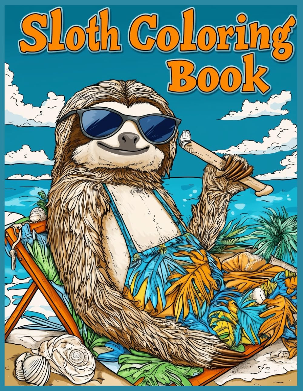 Sloth Coloring Book: Sloth Summer Vacation Animals, Relaxing Fun Coloring Pages, Stress Relief Art