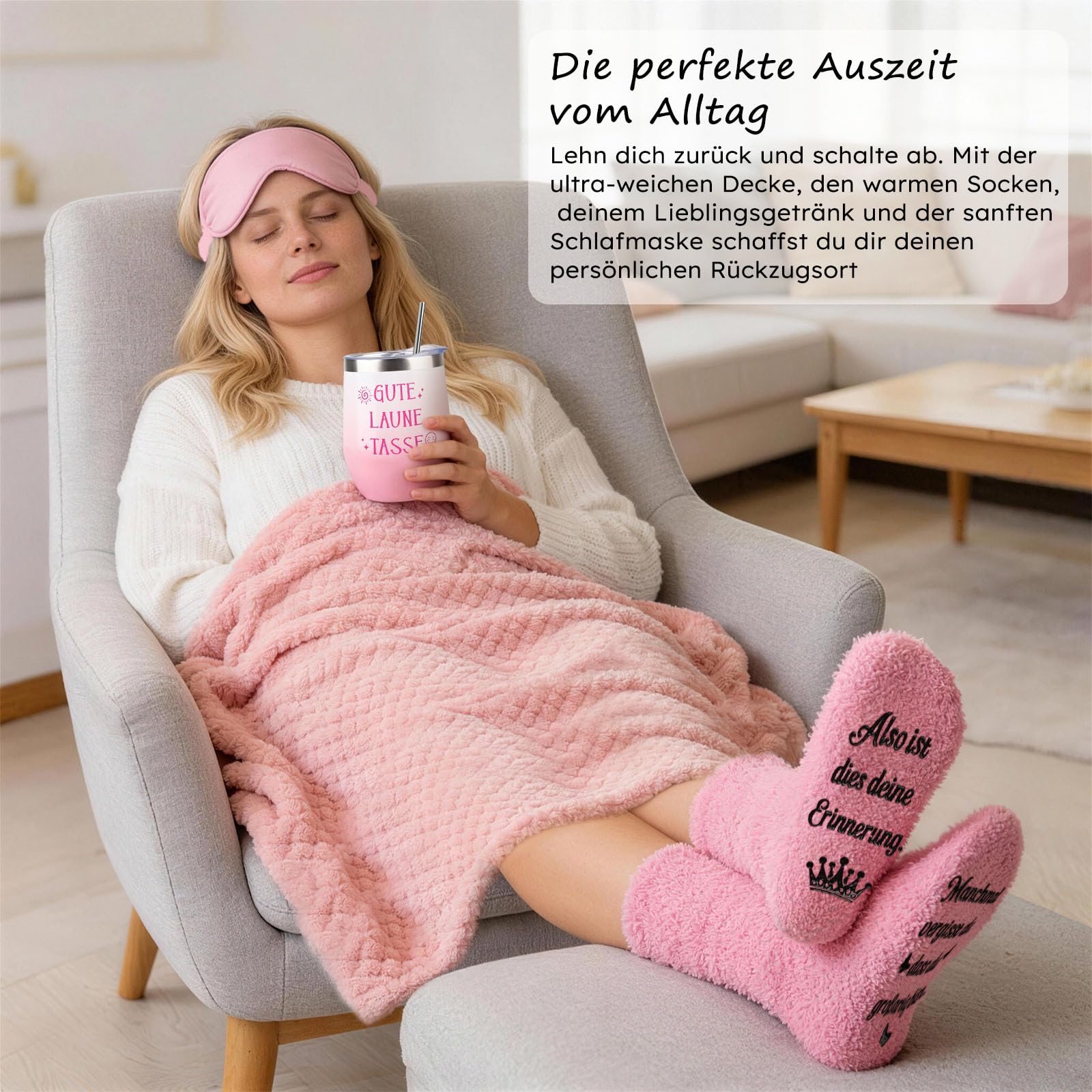 TUZELIYA Geschenke für Frauen Freundin - Geburtstagsgeschenk - Wellness Geschenkset - Gute Besserung & Mutmacher Geschenke - Geschenkideen für Mama, Schwester, Tochter, Kollegin, Tante, Ehefrau - Rosa