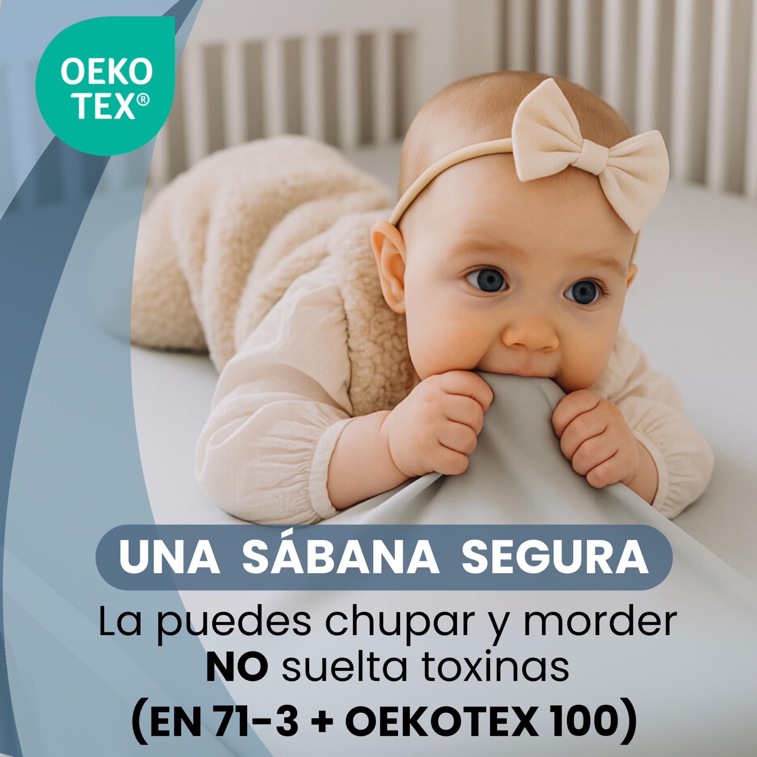 Bisoo Sabana Magica 70x140 2 Grises. Bajera Impermeable para Maxicuna | Sabana y Protector en una Pieza, Ahorro, Impermeable, Transpirable, Silenciosa, Algodon Jersey Oeko-Tex
