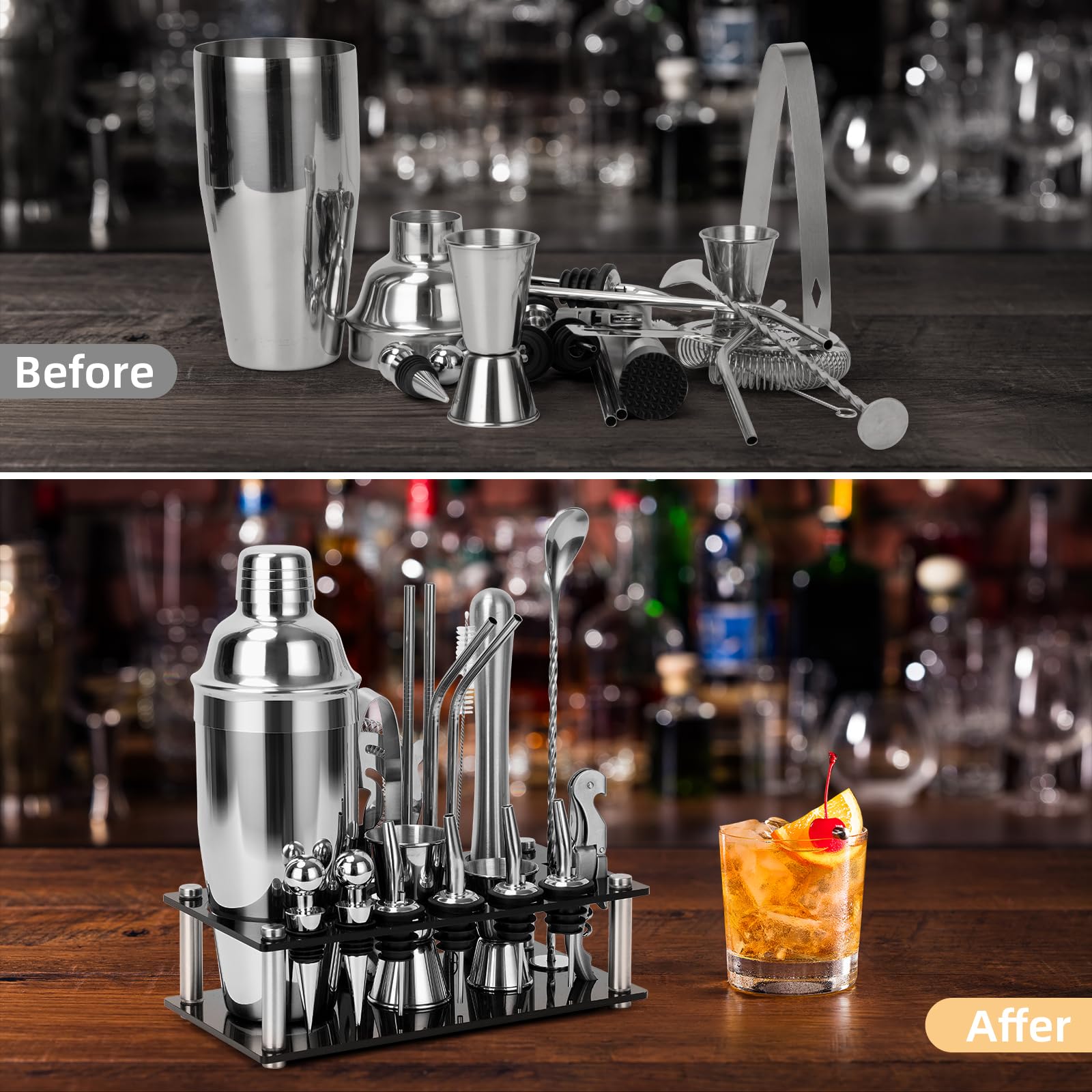 Set 5 shaker per cocktail, acciaio inossidabile - Zokura
