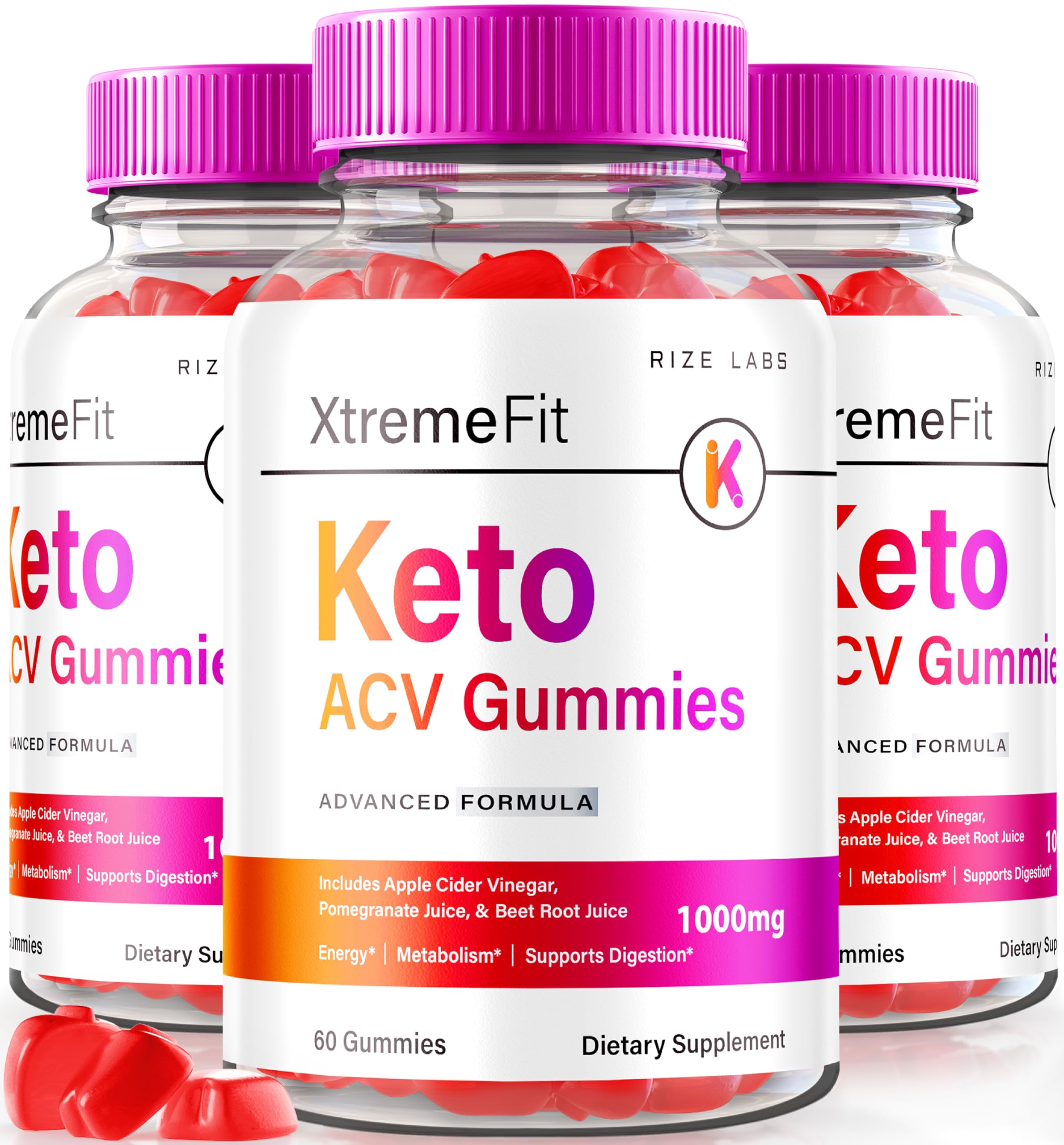 (Pack of 3 Xtreme Fit Keto ACV Gummies for Advanced Weight Loss, with Apple Cider Vinegar Supplement Belly Fat Extra Strength (180 Gummies)