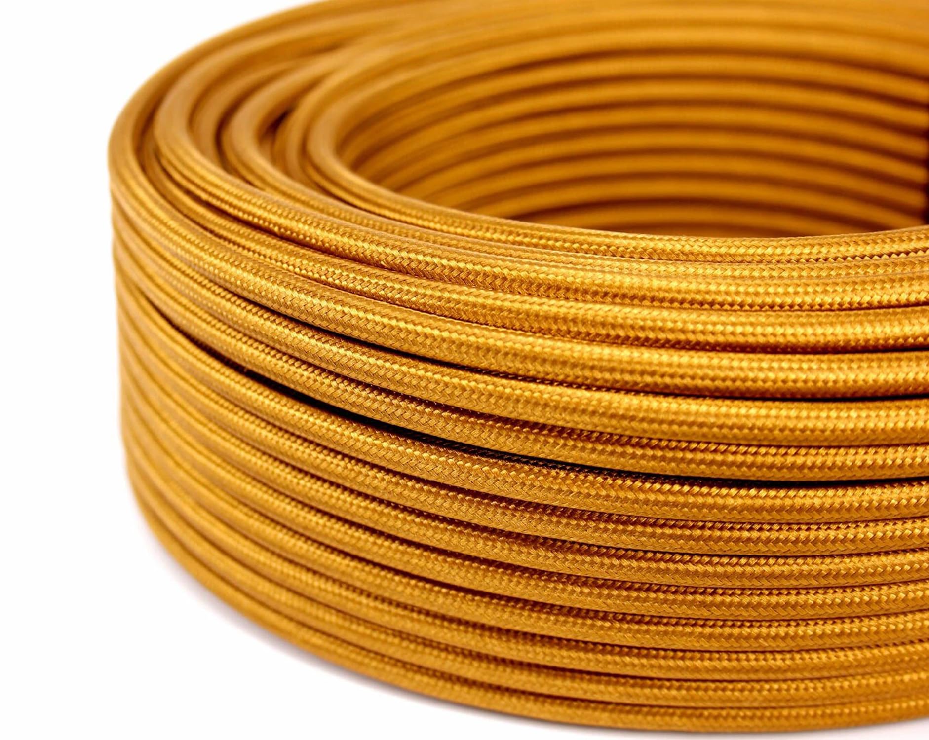 3 Core Round Cable 10 meter Vintage Italian Style 7mm Braided Electrical Cable with Earth Wire
