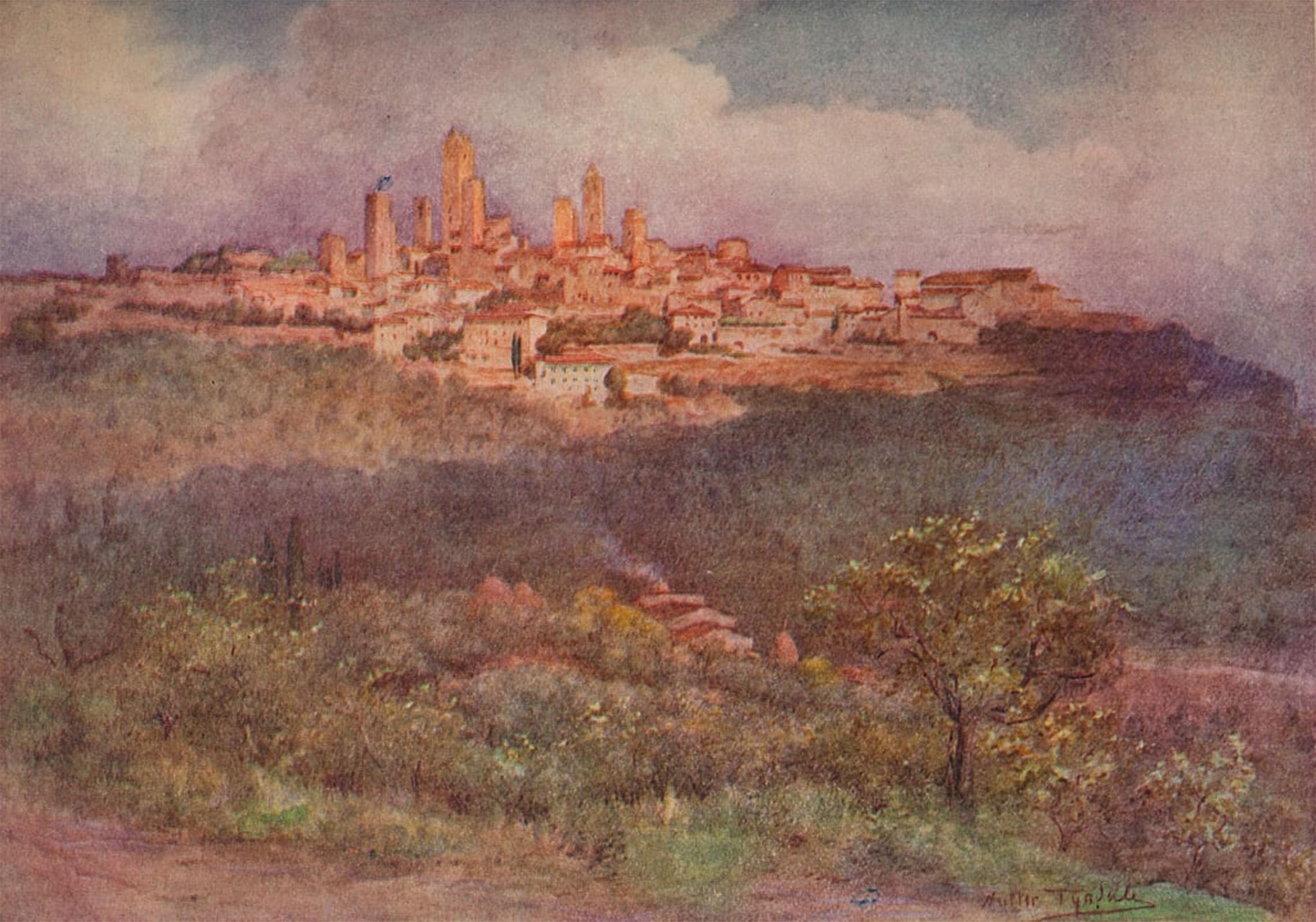 POSTERIIk Vintage Art Print Images Pictures Print San Gimignano of Val Delsa by Walter Frederick Roofe Tyndale Modern Colour Posters for Office Home Decor 60x90cm