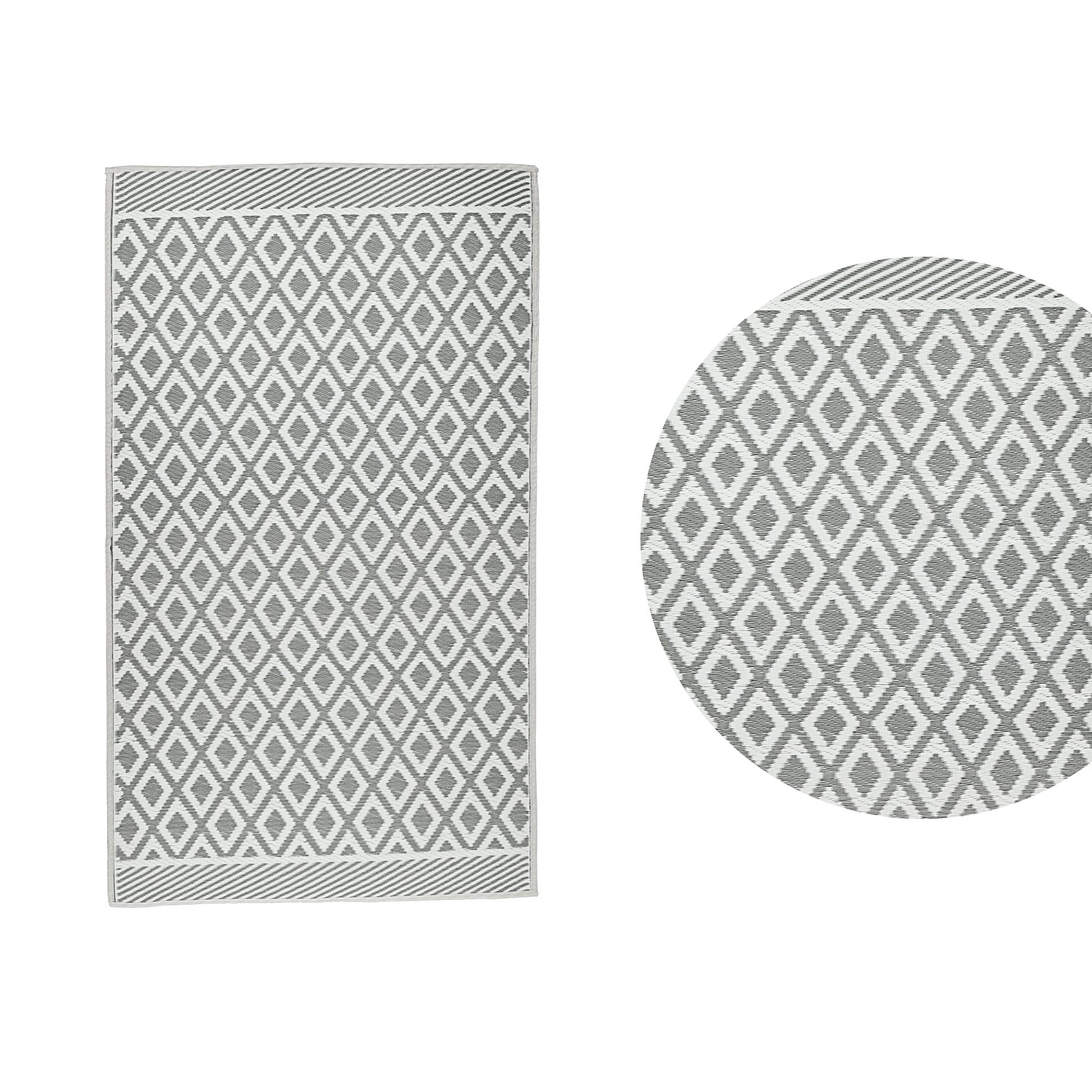 Cepewa Tapis d'extérieur 90 x 150 cm - En plastique gris et blanc - Tapis de sol pour l'extérieur (1 tapis gris/blanc)