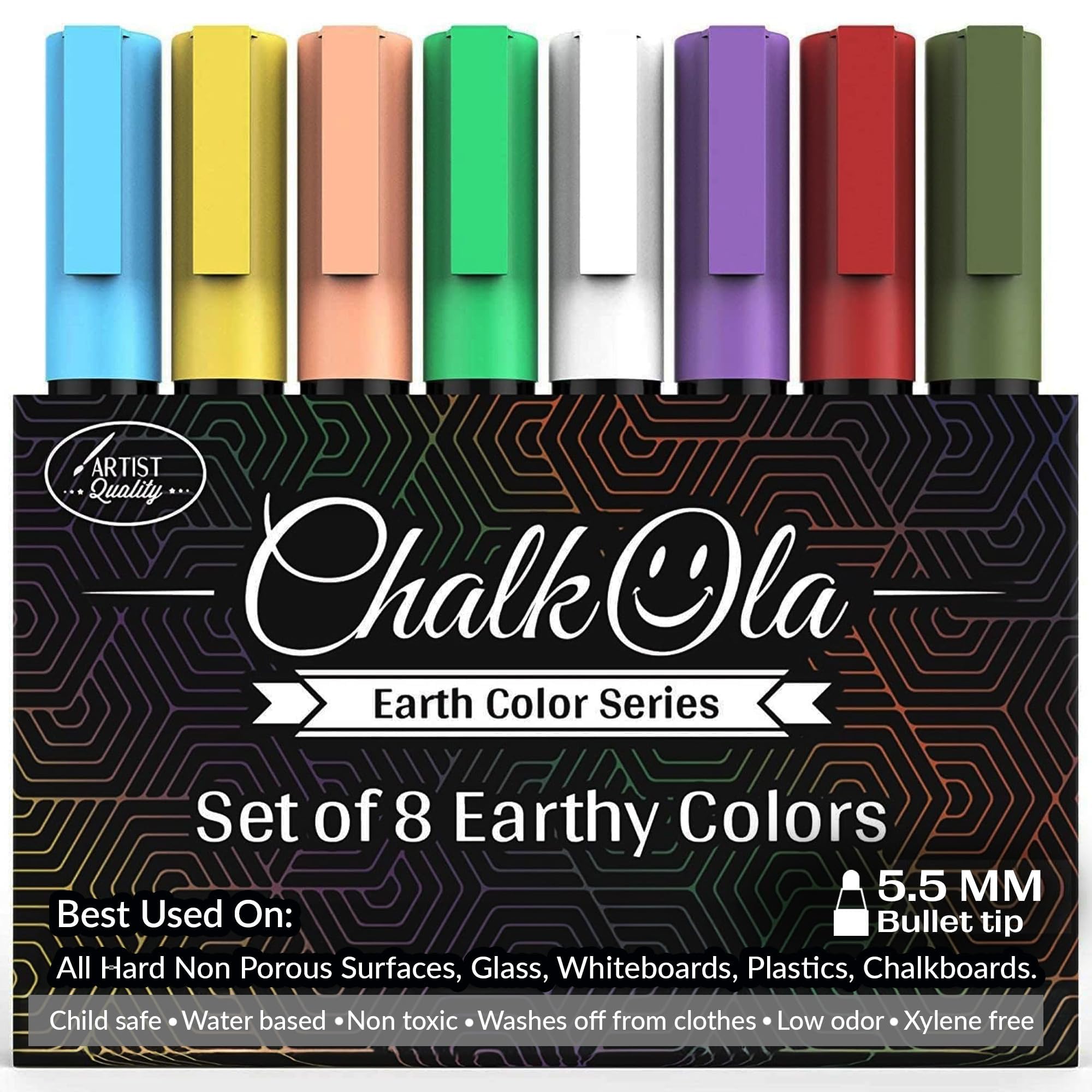 8 Pastel Liquid Chalk Markers for Chalkboard Signs, Blackboard, Window, Labels, Bistro, Glass, Car - Washable Wet Wipe Ink Chalk Board Markers, 6mm Reversible Tip Erasable Liquid Chalk Pens