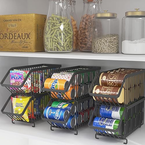 Miniatura 3 de GILLAS Paquete de 6 organizadores apilables de latas de soda para refrigerador, dispensador de latas, estante de almacenamiento de alimentos