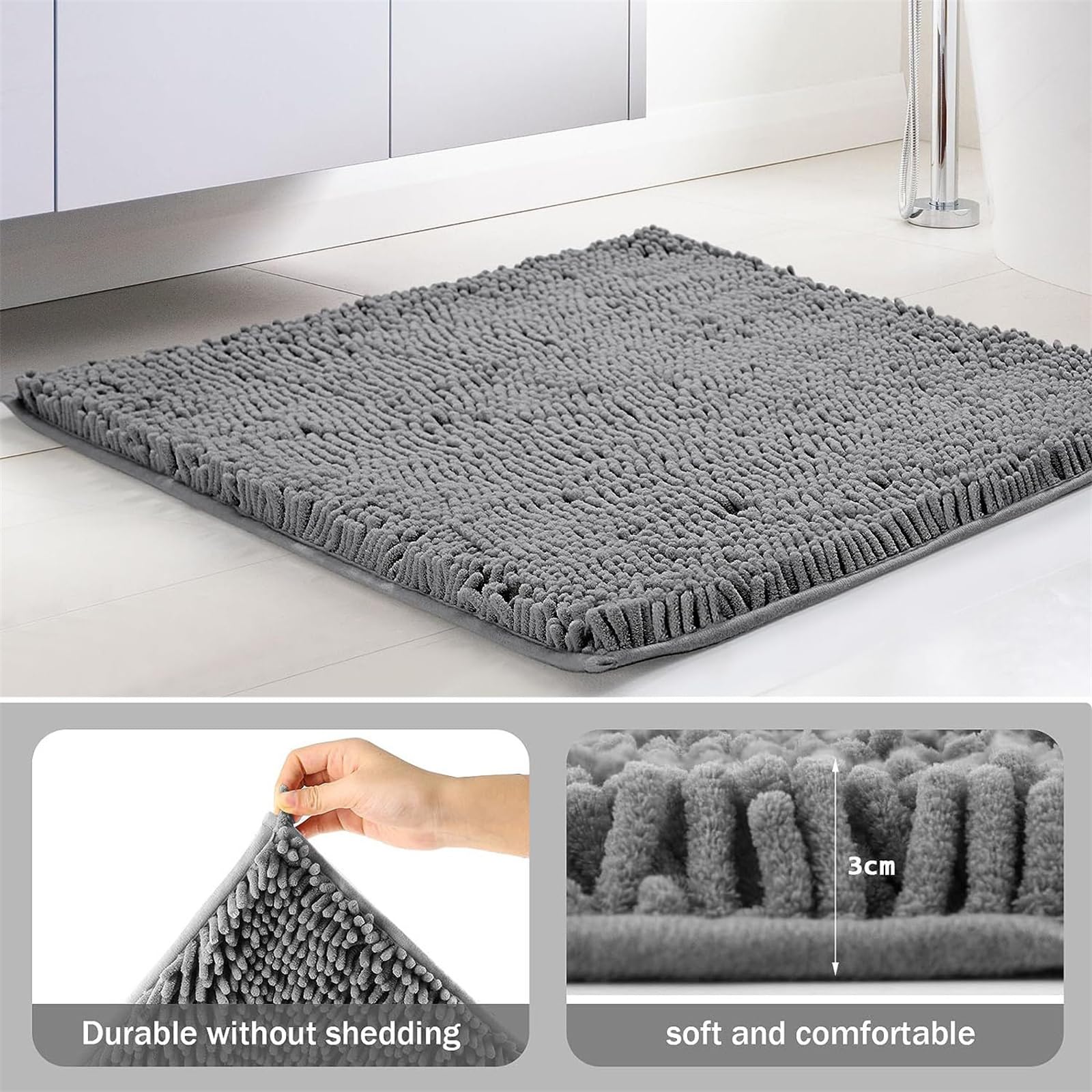 Alfombra De Baño Antideslizante Semicirculos Búho Store Blanco