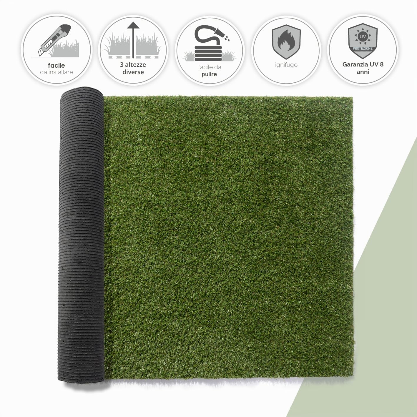 Paco Home Erba Sintetica Per Giardino Balcone Terrazza Tappeto Erboso Interno Esterno Tappeto Lavabile Naturale Morbido, Model:18mm, Dimensione:200x350cm