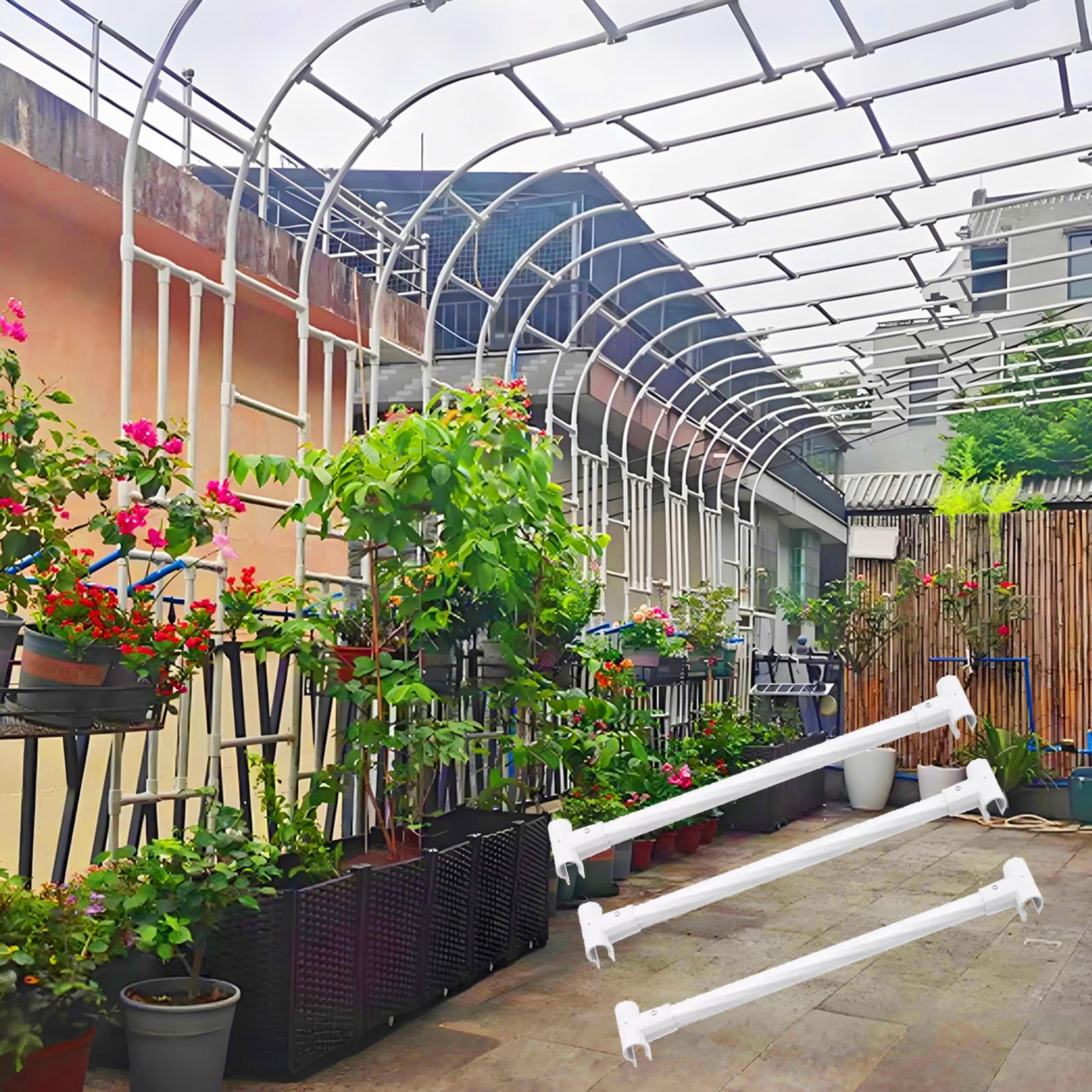 Arche de jardin en métal blanc haut de gamme de 240 cm de haut