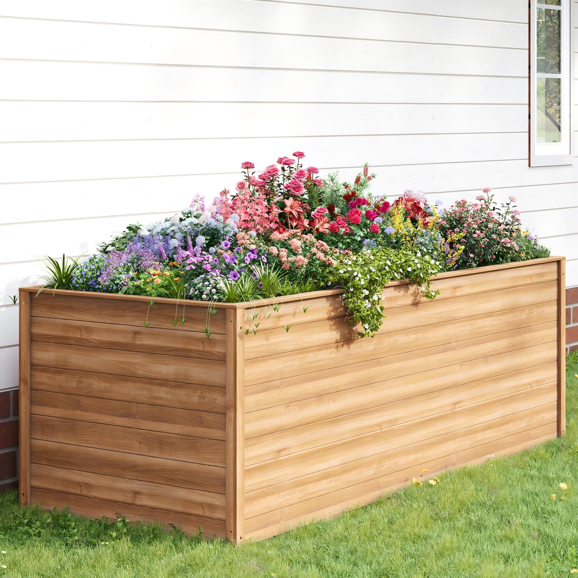 UDPATIO Hochbeet Holz für Garten 240x88x80cm Holzhochbeet zum Bepflanzen von Gemüse & Kräutern Pflanzbeet Pflanzkasten Gemüsebeet für Balkon