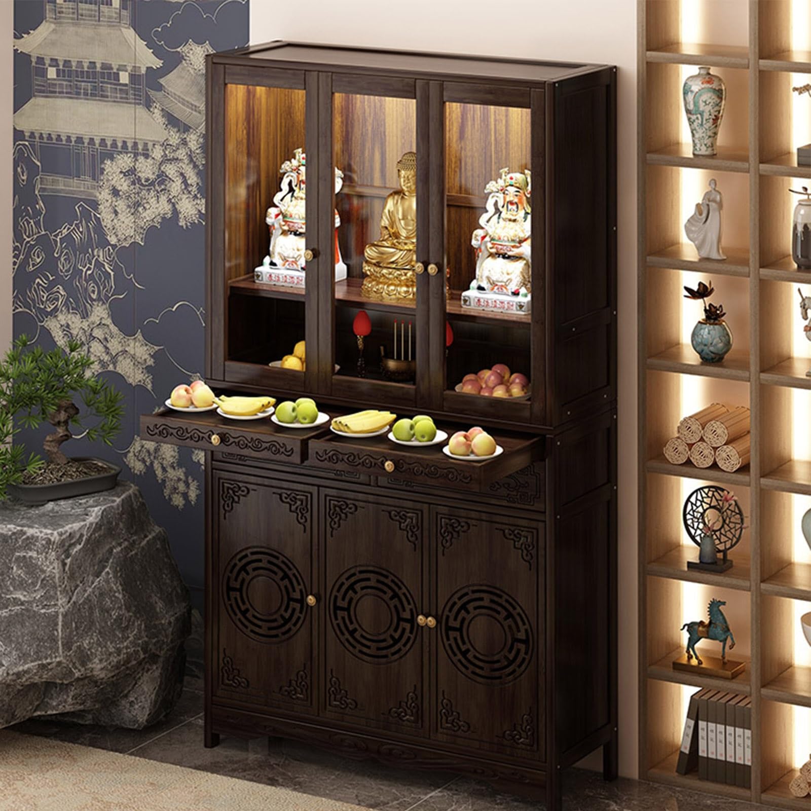 Étagère Bouddha multifonctionnelle pour créer un coin zen dans le salon