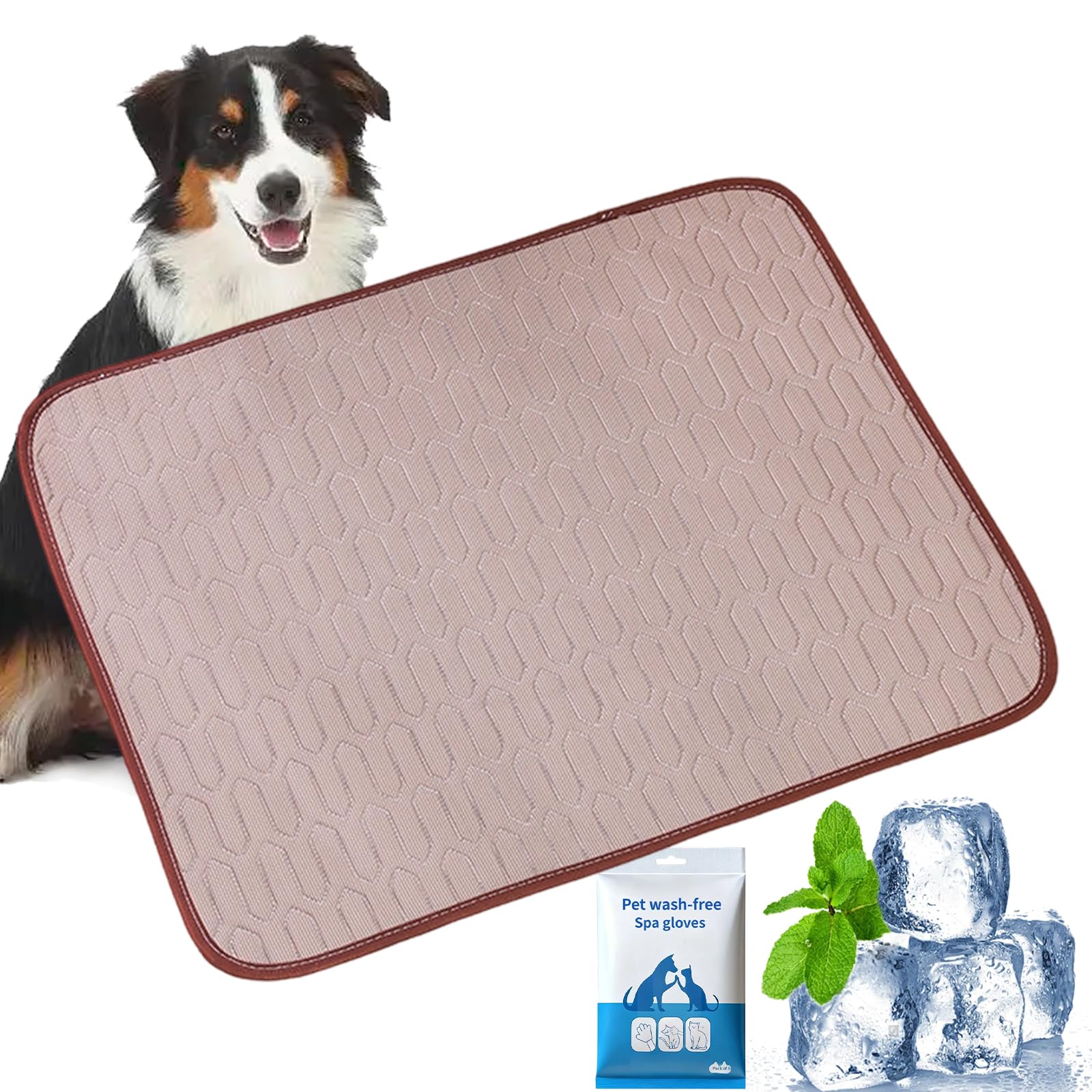 Cats, Durable Anti-Scratch Ice Silk Cooling Pet Bed, Foldable Easy-Clean Pet Latex Pads for Indoor, Outdoor and Car Use ，Brown：XL(100 * 70cm)