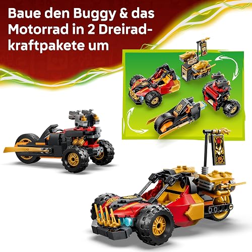 LEGO NINJAGO Kai and Cole's Combiner Vehicles - Ninja Toy Car, Motorbike, 3 Minifigures incl. Kai & Cole w/Katanas - Gift Idea for 7+ Year Old Boys & Dragons Rising Fans - 71864 - 3