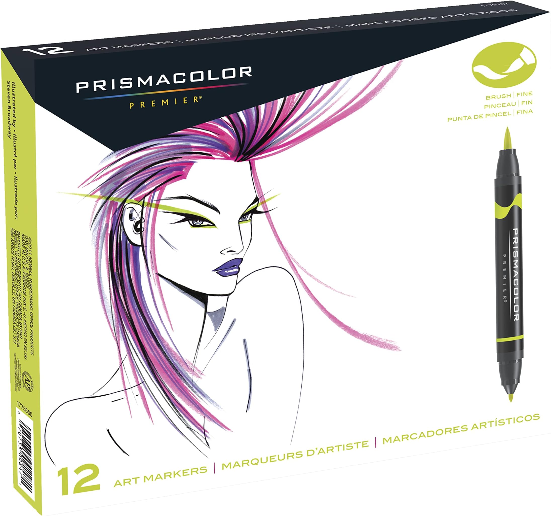 Prismacolor Premier Double-Ended Art Markers, Fine And Brush Tip, Adult Coloring, 12 Pack