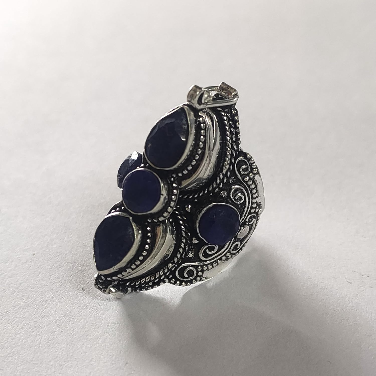 Blue Sapphire Poison Ring, Multi-stone Sapphire Pill Box Ring, Double-box Ring, Gift For Her, Compartment Ring, 925 Silver Ring,Christmas Gifts