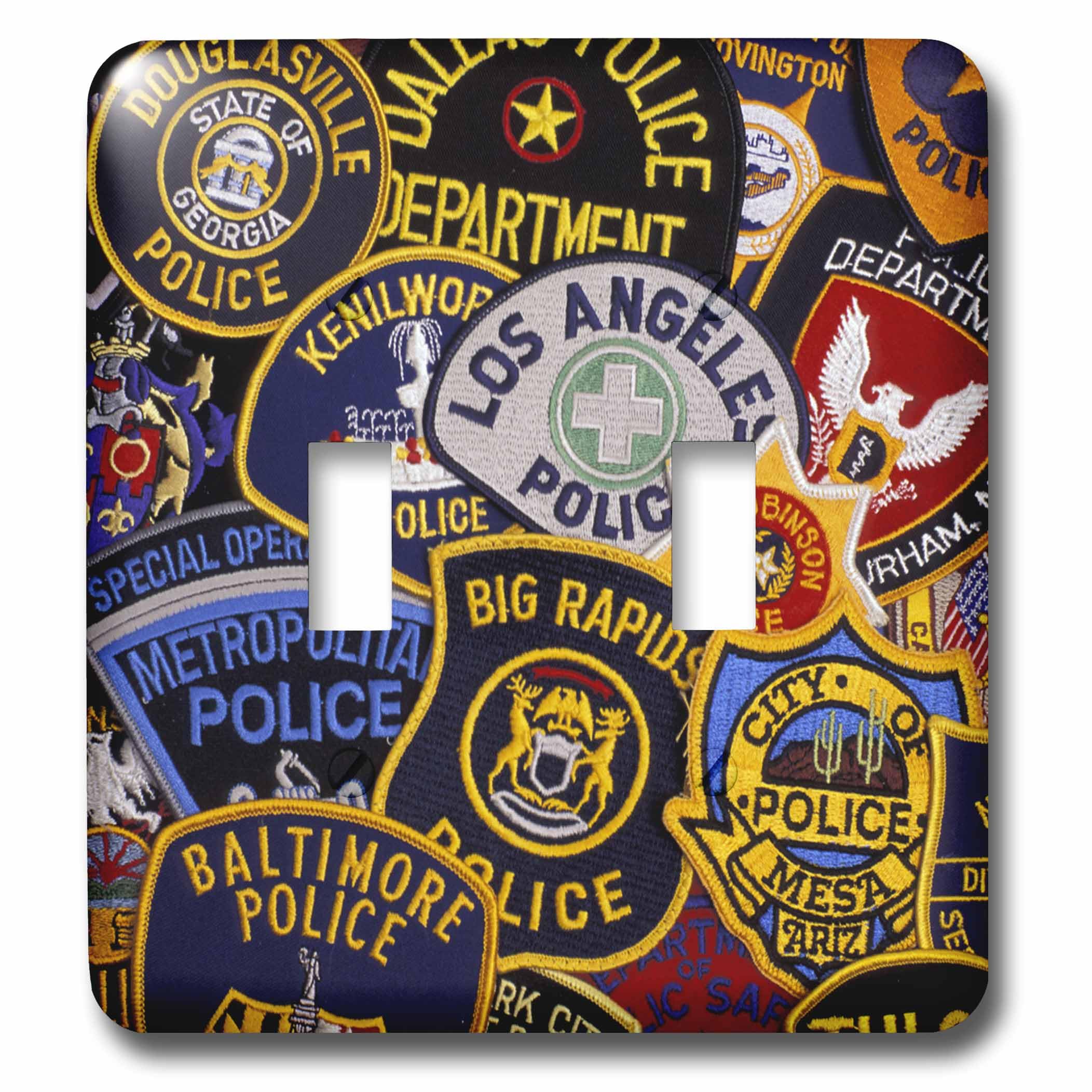 Double interrupteur à bascule 3dRose lsp_97657_2 Police Badges US pour décoration murale