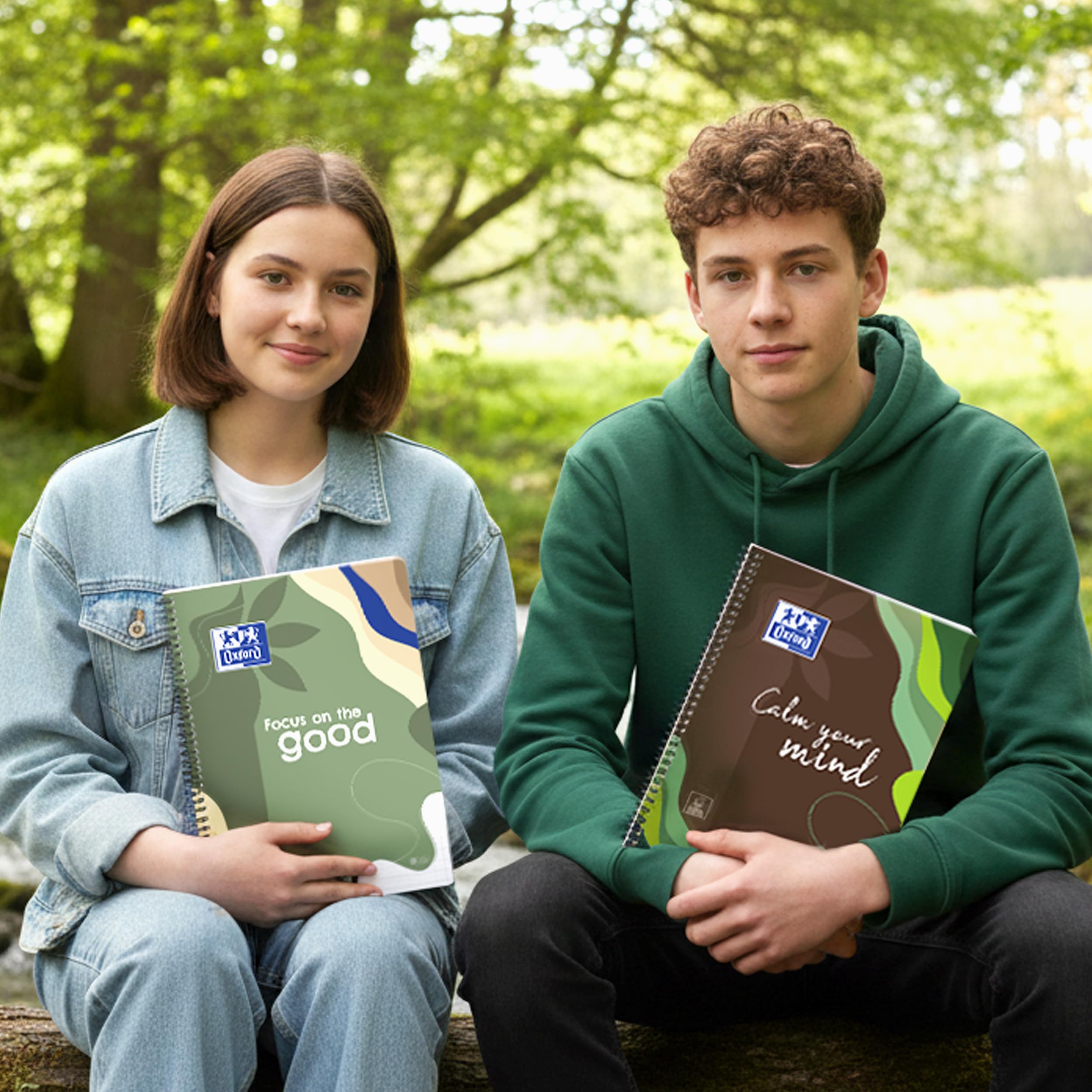 Oxford A4 Collegeblock, kariert, 160 Seiten Limited Edition "Calm Nature" 2 Motive sortiert, 4-fach gelocht & mikroperforiert, 10 Stück
