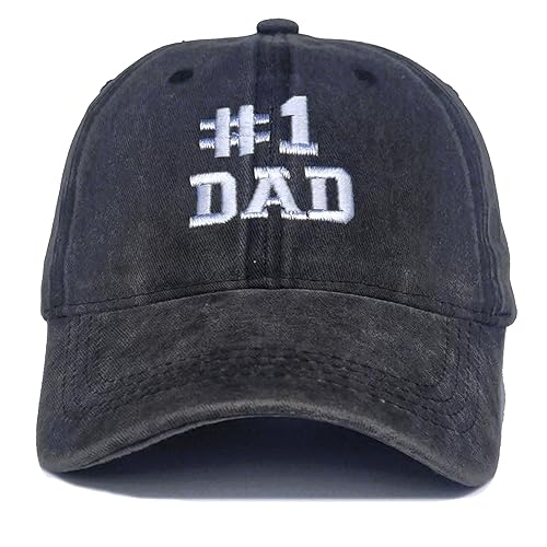 Daddy Hat - #1 Dad Hat Baseball Caps Adjustable Denim Outdoor Snapback for Husband Papa - One Size - Black