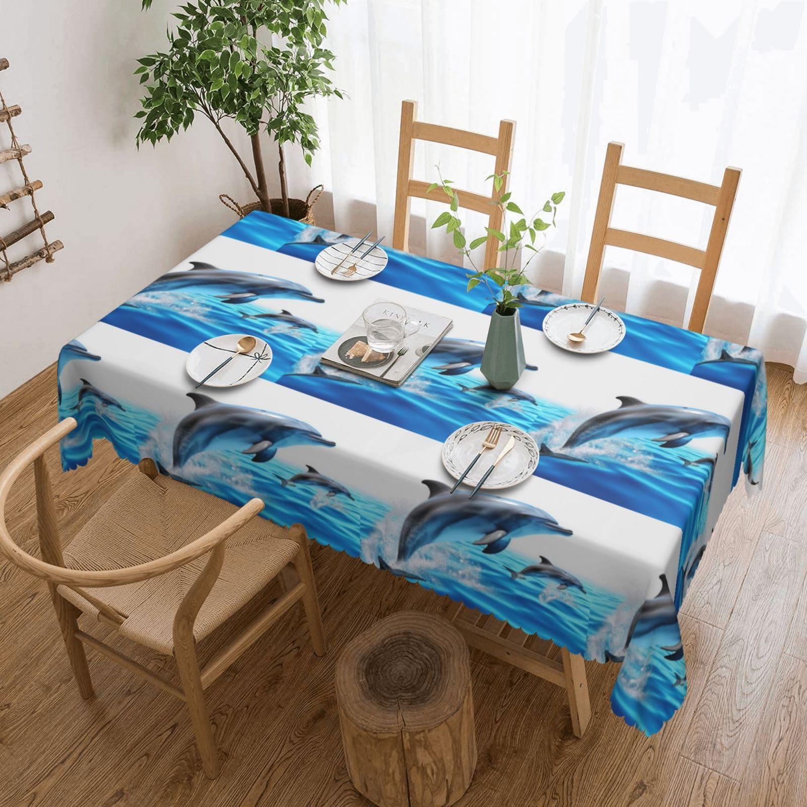 Nappe rectangulaire dauphin 3D : finissez-en avec les taches grâce au tissu imperméable 137x183
