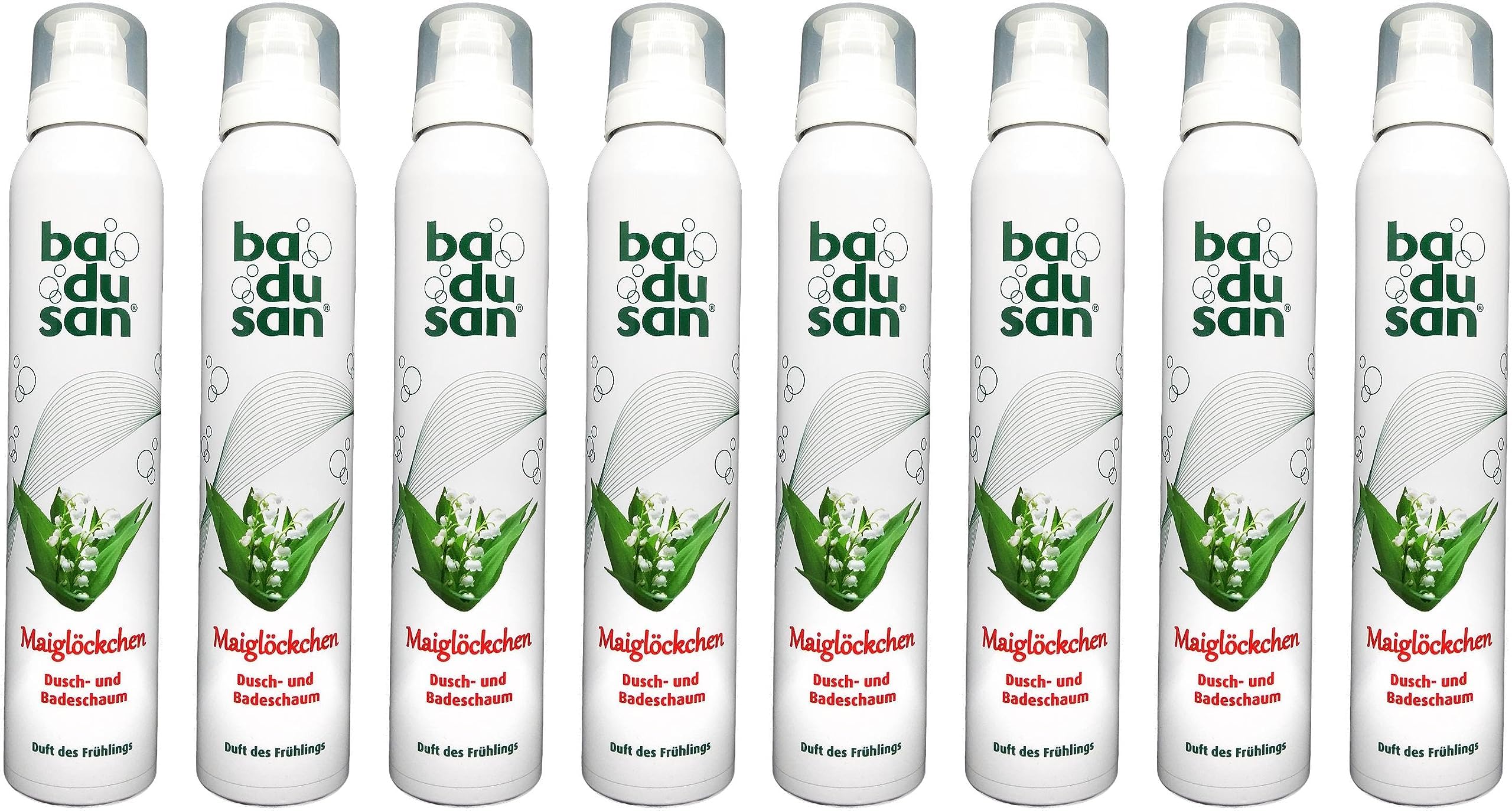 Badusan Dusch- & Badeschaum Maiglöckchen – 8er Pack (8×200 ml) | Sanfte Reinigung mit blumigem Maiglöckchen-Duft | Für alle Hauttypen | Familien-Vorrat