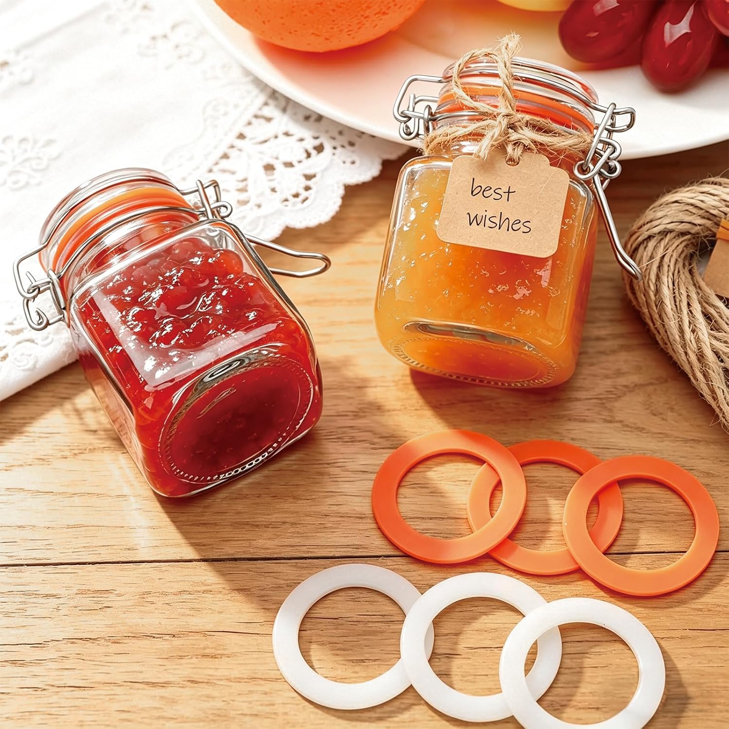 Flrolove 4oz Glass Spice Jars with Lids, 15 Pack Jars with Airtight Lids image 5