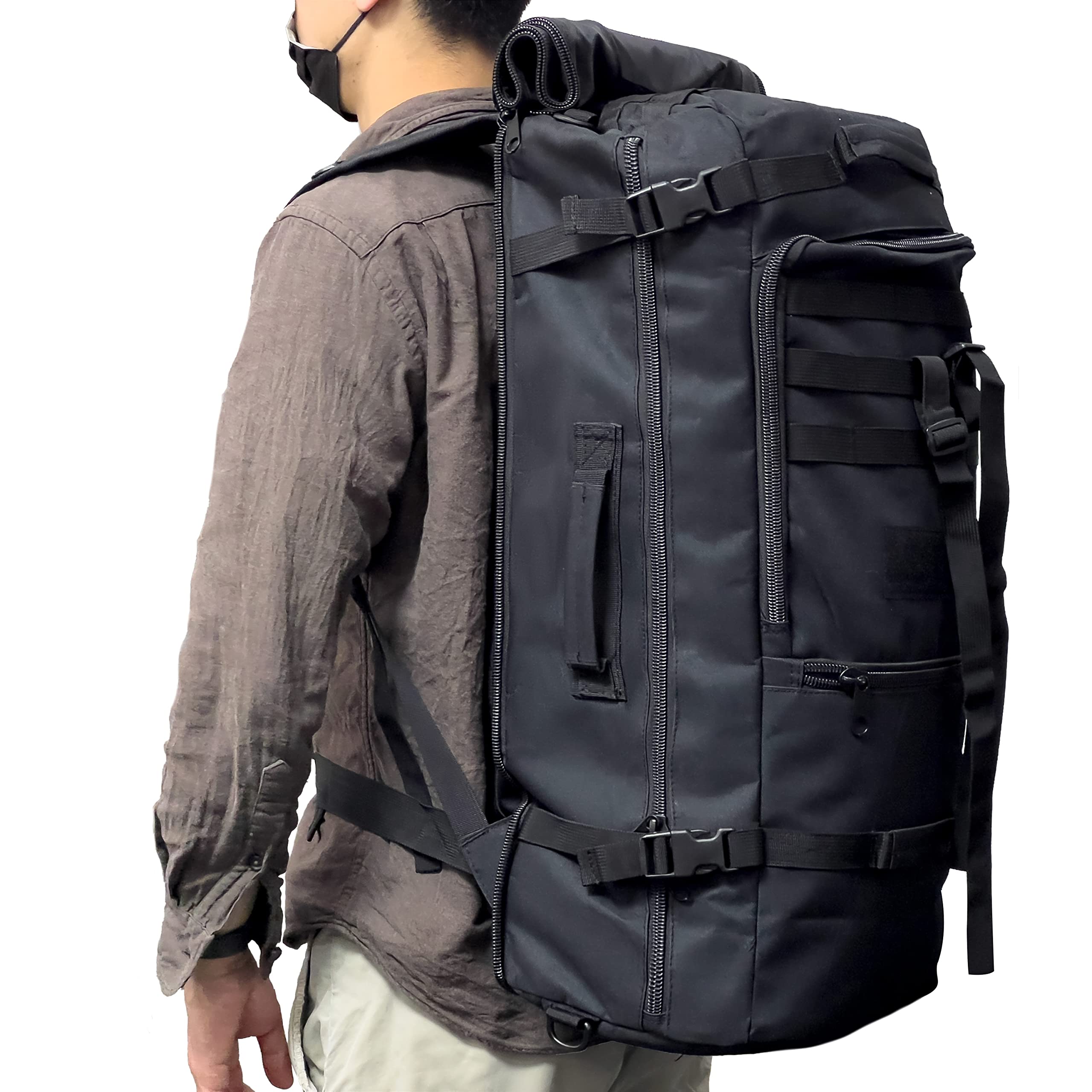 Alephnull Zaino tattico da campeggio, 60 l, con copertura antipioggia