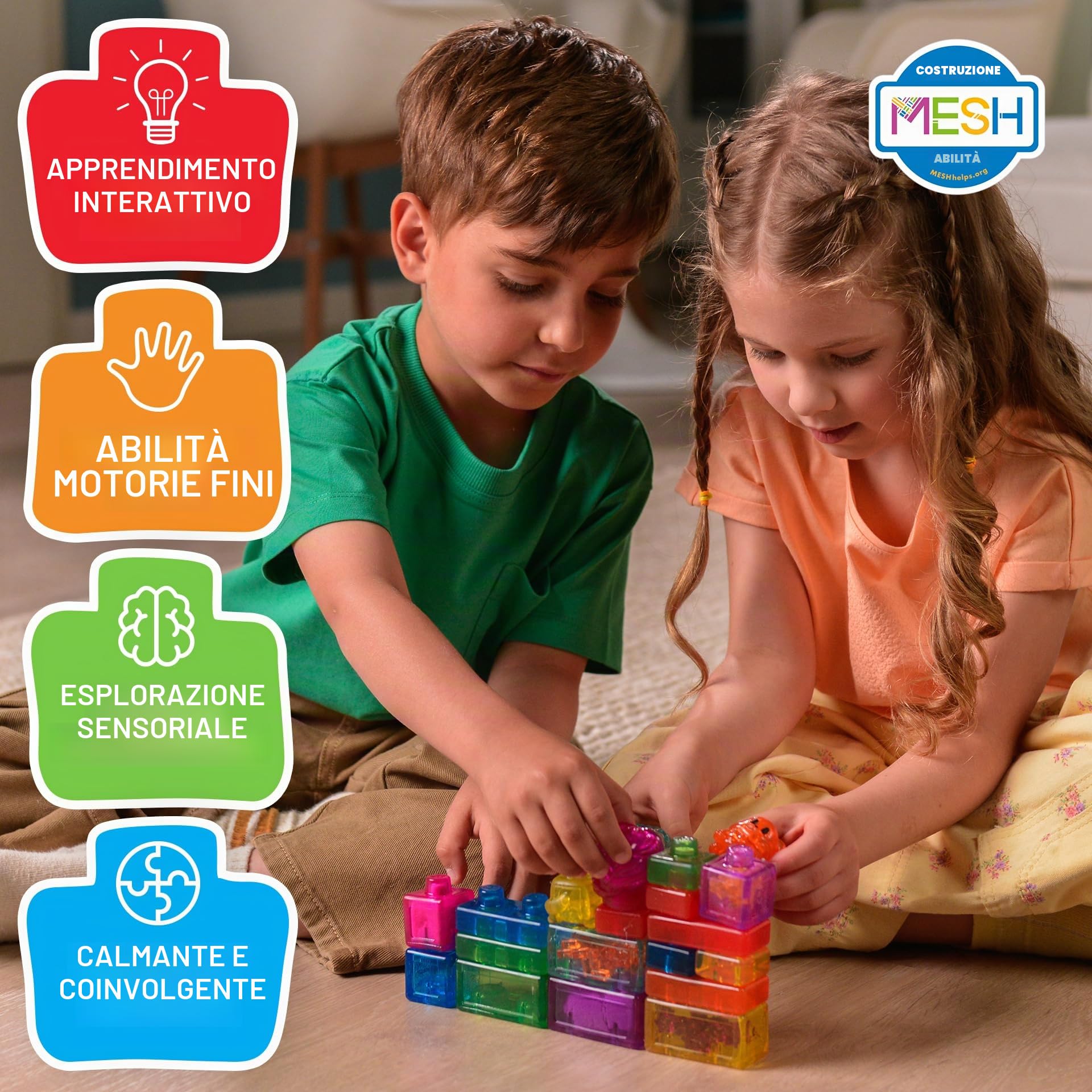 Jelly Blox - Set Fattoria - 18 blocchi inclusi - Set di costruzioni per bambini dai 2 anni - Esperienza sensoriale con blocchi estensibili, morbidi e flessibili - Trattore e Animali