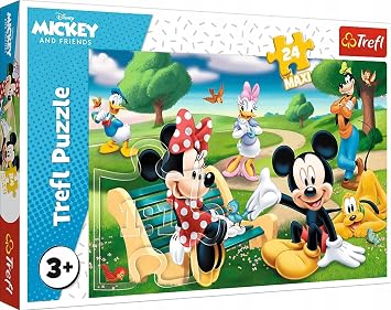 Trefl 916 14344 Mickey Mouse, arkada lar aras nda EA 24 maksi par a, Disney, 3 ya ndan b y k  ocuklar i in 24 par a Maxi Mickey,  ok renkli