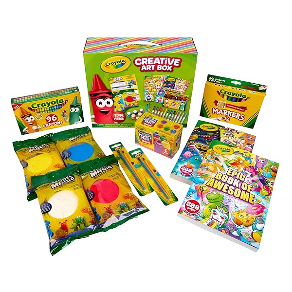 Crayola Art Set for Kids (125pcs), Art Supplies Kit with Giant Coloring Books, Washable Paints, Markers & Storage Box, Holiday & Christmas Gift for Kids, Ages 5+ [Amazon Exclusive]
