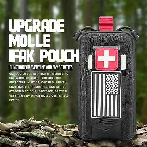 Miniatura 8 de Ifak Med Trauma Kit, Kit de primeros auxilios tácticos de emergencia Molle negro, kit médico de supervivencia militar Molle EMT, suministros de