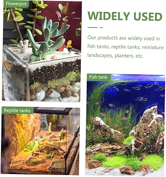 Garneck Reptile Habitat Fake Green Plant Decoration Artificial Lizard Tank Accessory for Bearded Dragons Chameleons and Snakes Realistic Terrarium Decor Weighted Base