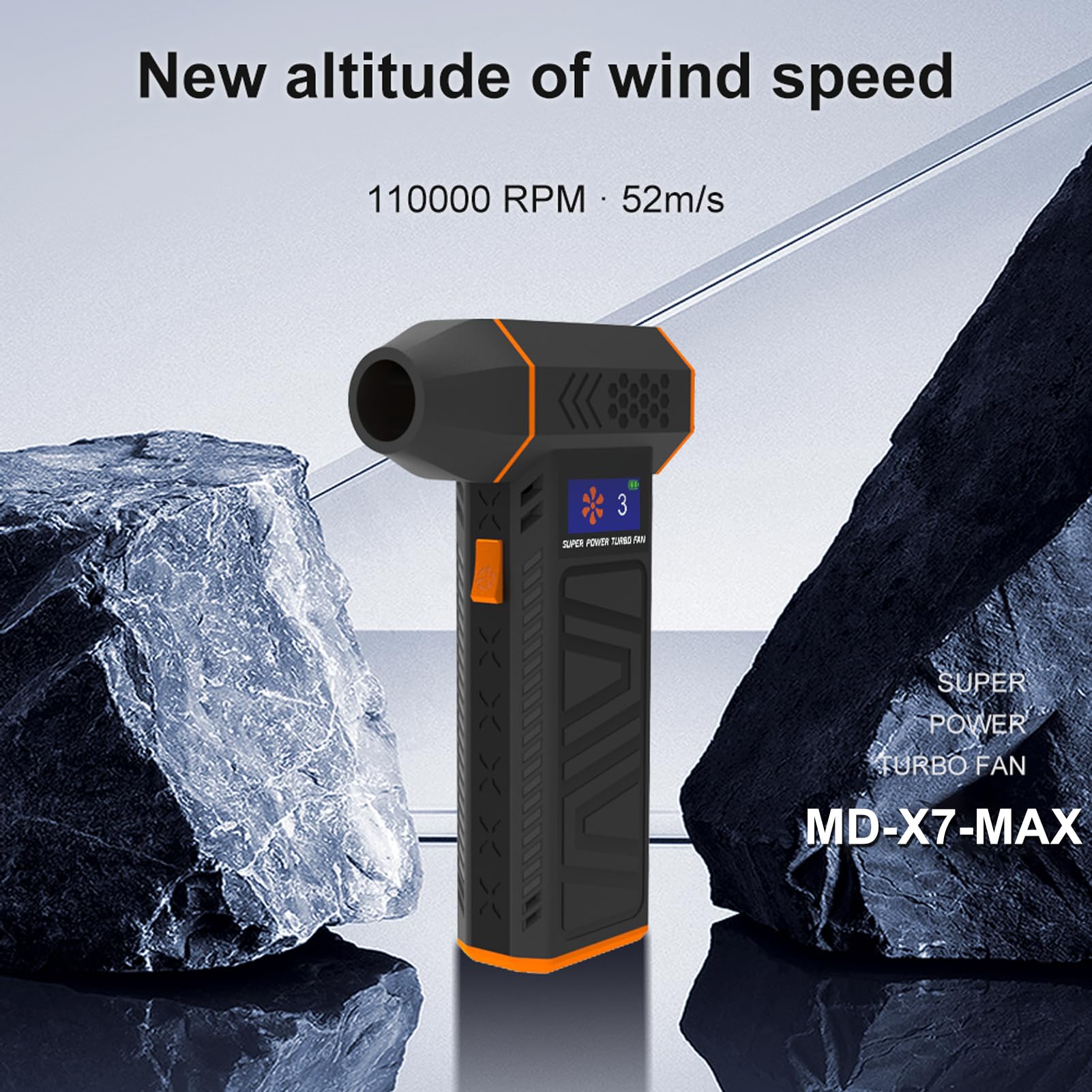 Shkalacar Plumero de Aire Comprimido, 80000RPM / 110000RPM Velocidad del Viento de 3 Niveles, Pantalla LCD, Carga Rápida de 30W, Motor sin Escobillas, para Limpieza de Nieve,