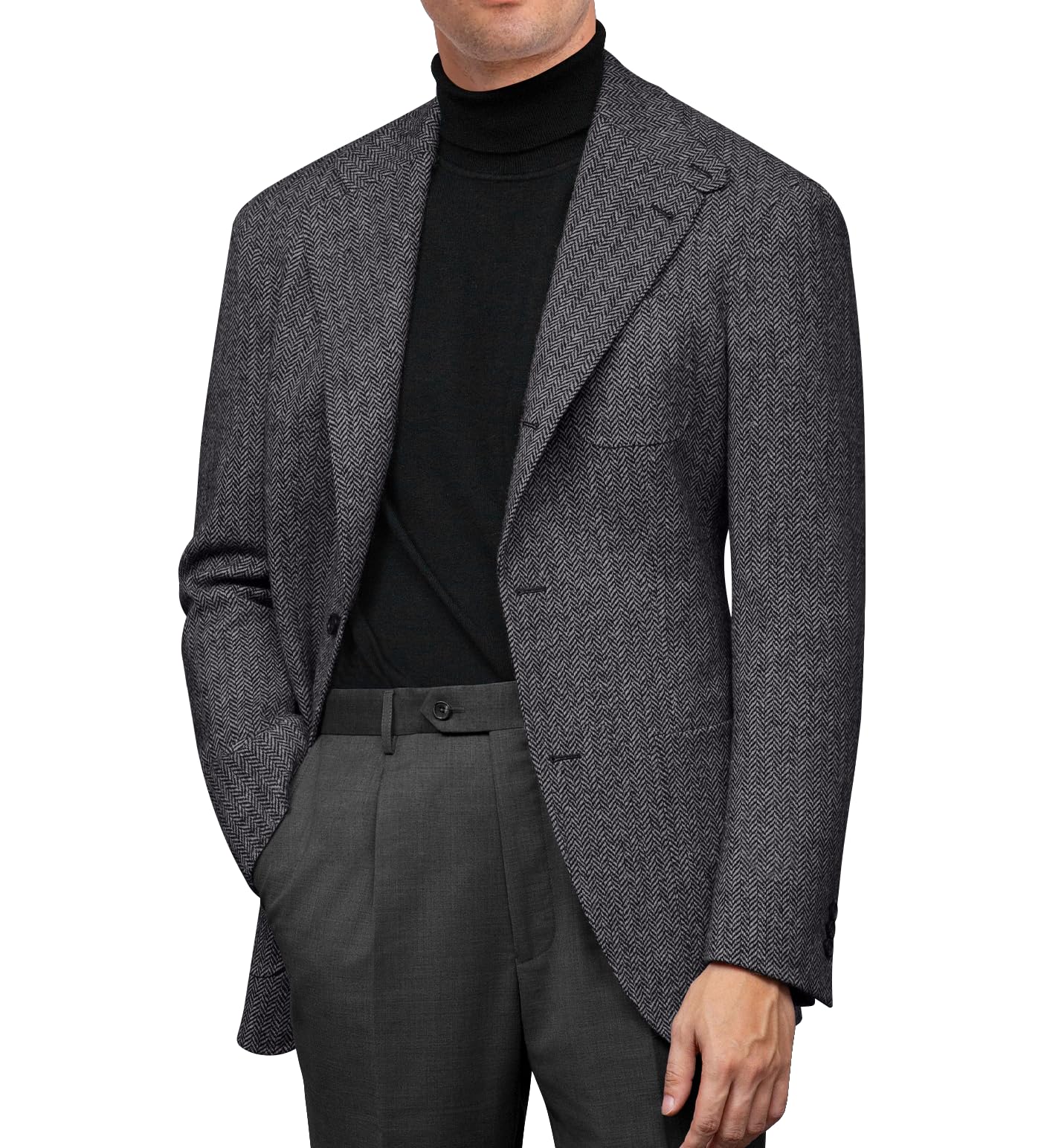 Retro Mens Blazer Jacket Formal Herringbone Tweed Wool 3 Button Men Sport Coat Slim Fit Prom Wedding Tuxedo Jacket