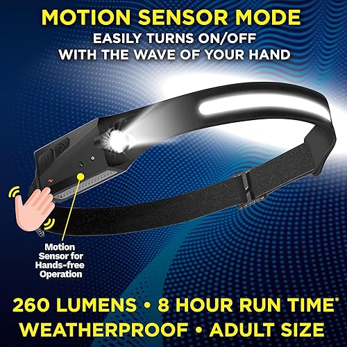 Miniatura 7 de Ontel Handy Brite - Linterna frontal recargable, 260 lúmenes ultra brillante con 5 modos de luz, lámpara frontal recargable por USB para actividades