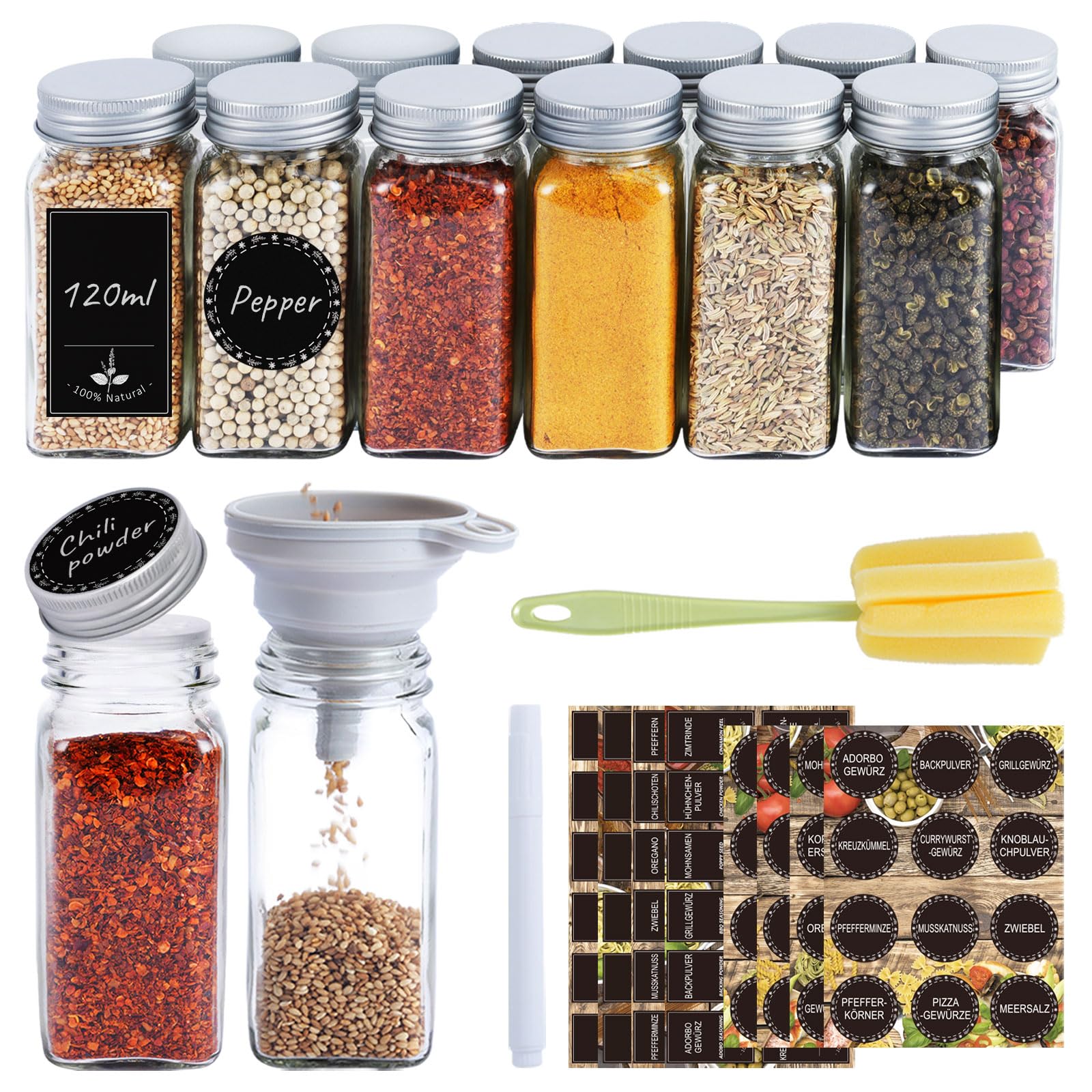 Pot à épices 120ml Ferghana avec étiquette pour optimiser votre cuisine moderne