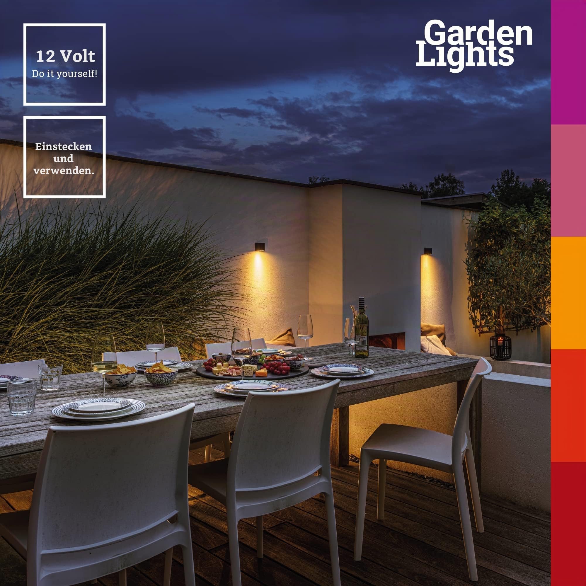 Garden Lights® Sockelleuchte Set Lunia - 12v 1W LED - IP44 Edelstahl - verwendung mit Erdspieß - geeignet für jeden Gärten, Wege oder Einfahrt