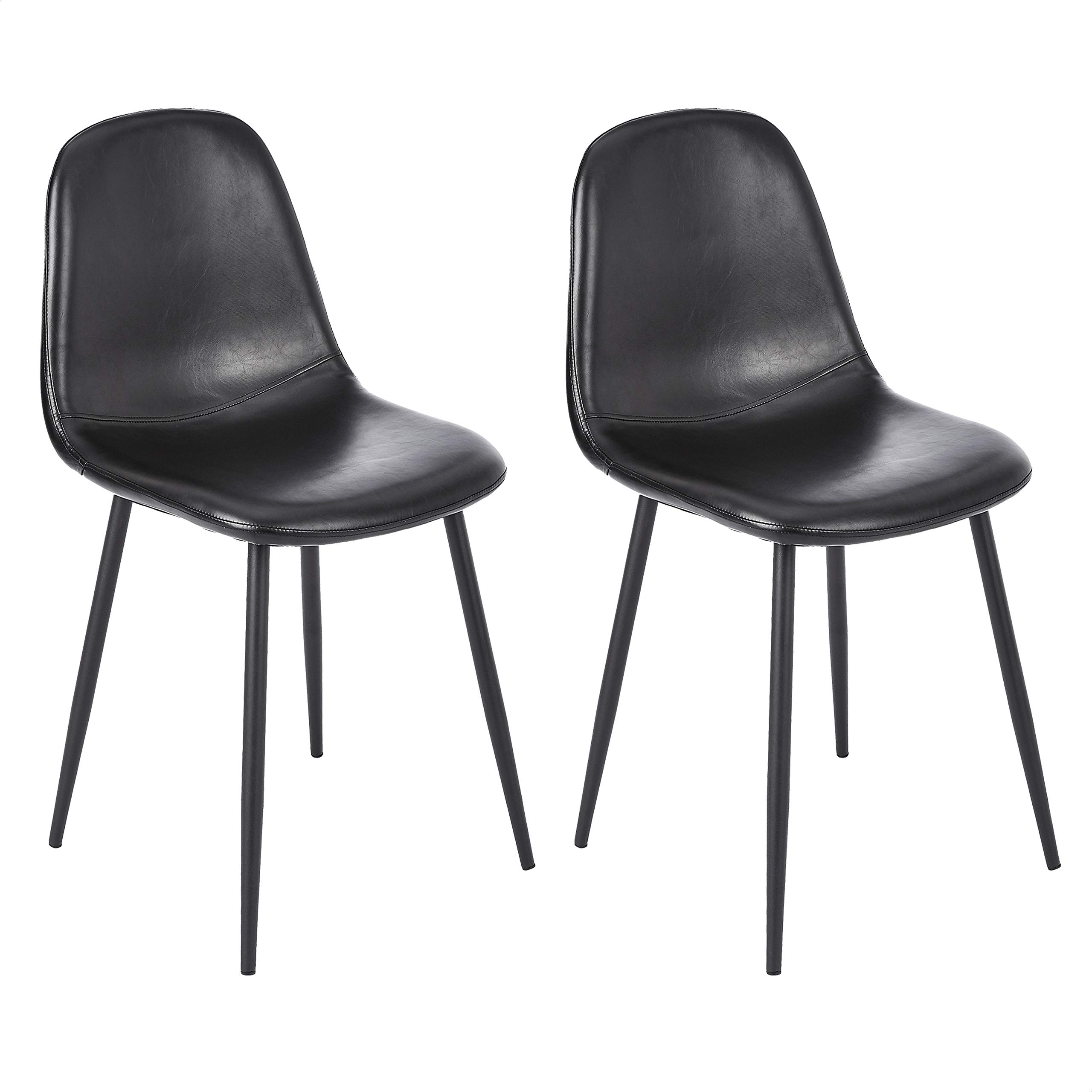 CangLong Faux Leather Dining Back Modern Side Chair for Pub Coffee Home, Set of 2, Black - 17.52W*22.64D*33.07 Black