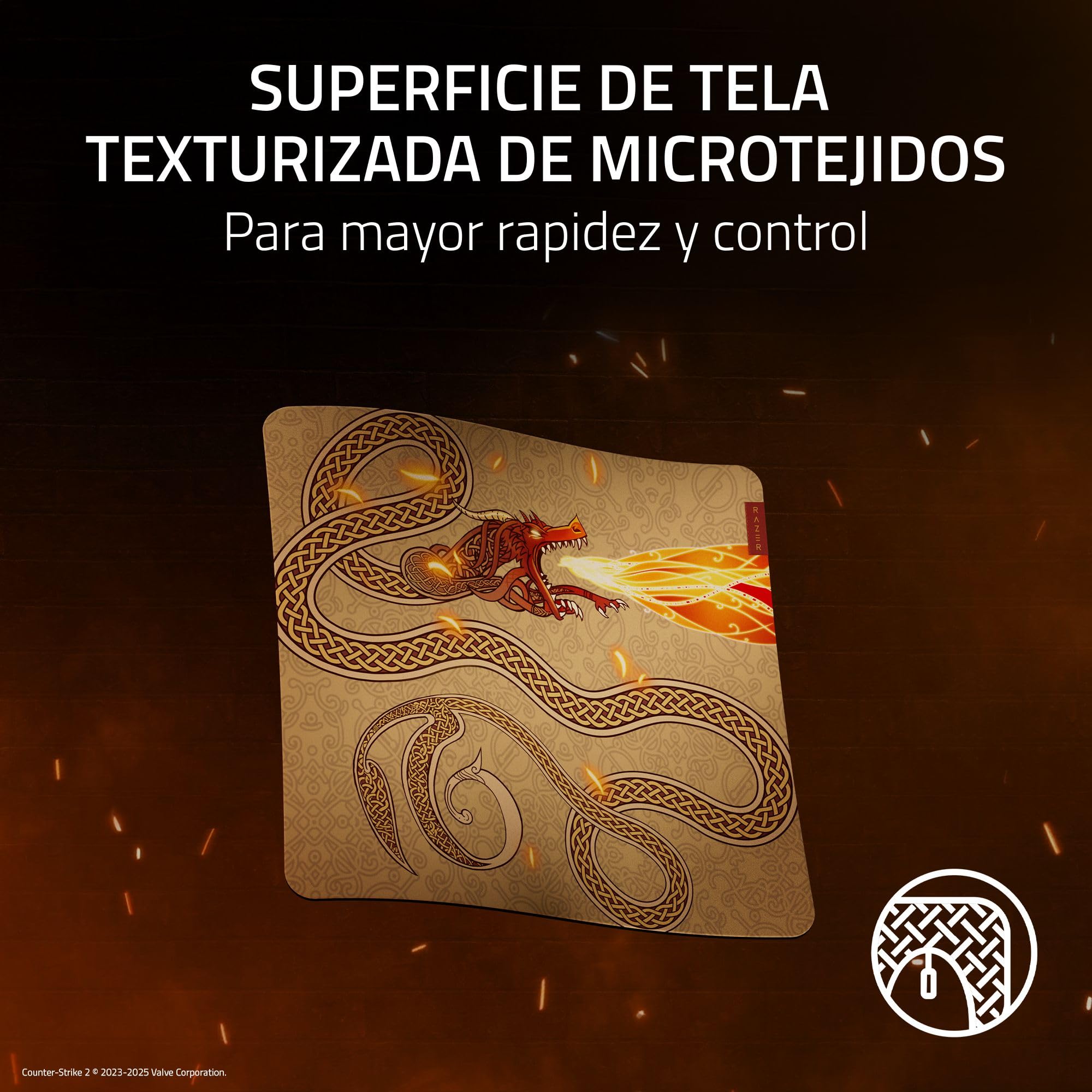 Razer Gigantus V2 L Counter-Strike 2 Dragon Lore - Suave Alfombrilla de ratón para Juegos para un Control óptimo - Microtejido Texturizado - 450 x 400 x 3 mm - Goma Antideslizante | Dragon Lore