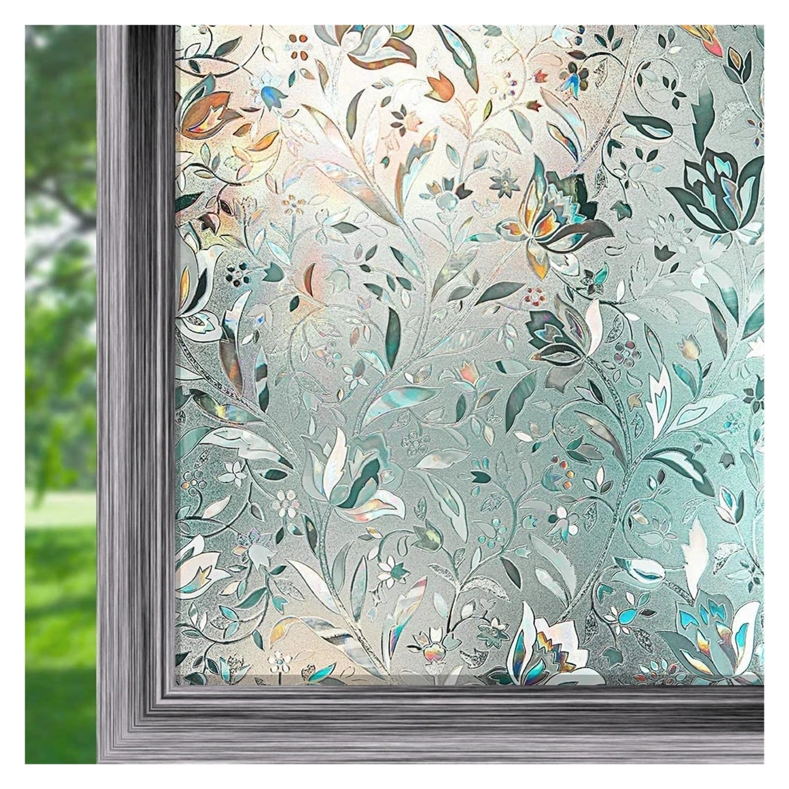 SHALLEZSOU Window films 3D Stained Tulip Window Film Privacy Glass Stickers Blocking Removable Home Decor For Office(45X200cm)