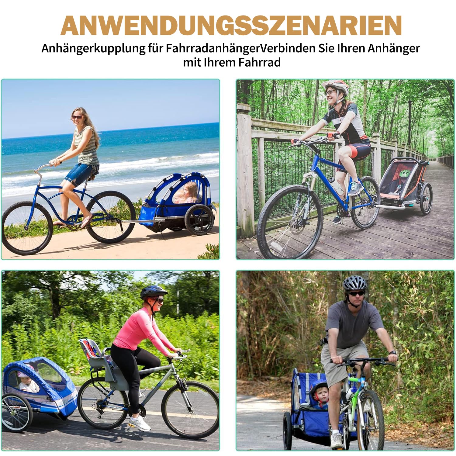 2 pezzi rimorchio bicicletta frizione universale per Kid/Kid Plus dal 2016, compatibile con Vaya 1 & Keeke 2, adattatore rimorchio bicicletta, nero
