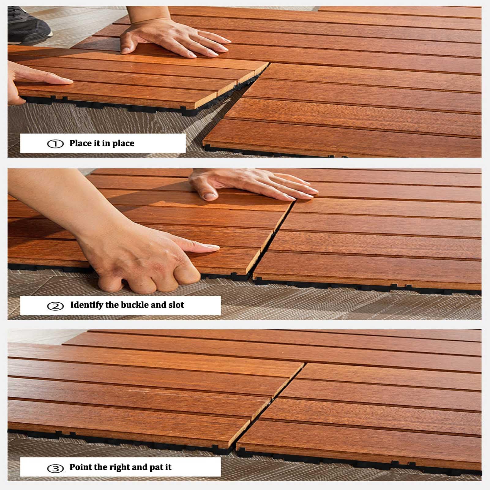 Piastrelle per pavimenti ad incastro per esterni, impermeabili, antiscivolo, per patio, erba, sporco, balcone, uso interno, confezione da 10