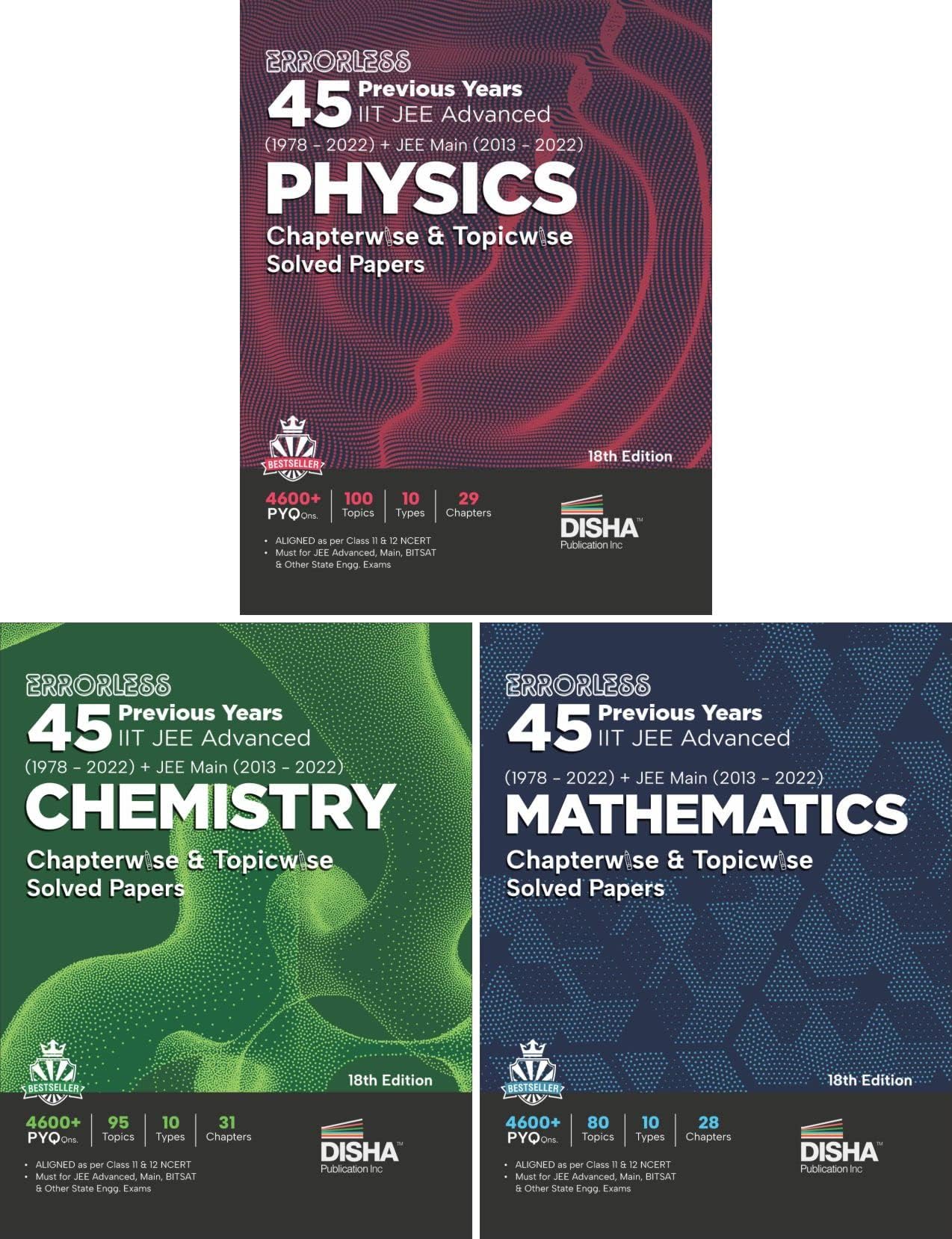 Errorless 45 Previous Years IIT JEE Advanced (1978 - 2022) + JEE Main (2013 - 2022) Physics, Chemistry & Mathematics Chapterwise & Topicwise Solved Papers 18th Edition | PYQ Question Bank in NCERT Flow with 100% Detailed Solutions for JEE 2023 Paperback โ 1 September 2022
