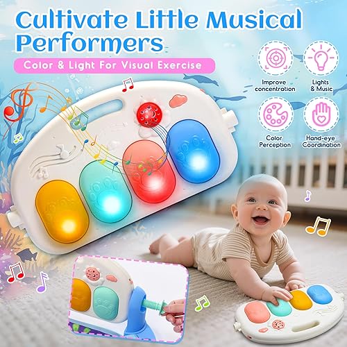 Miniatura 6 de Alfombrillas de juego para gimnasios para bebés, juguetes para bebés, tapete de actividad para bebés, tapete de actividad para bebé, piano con 5