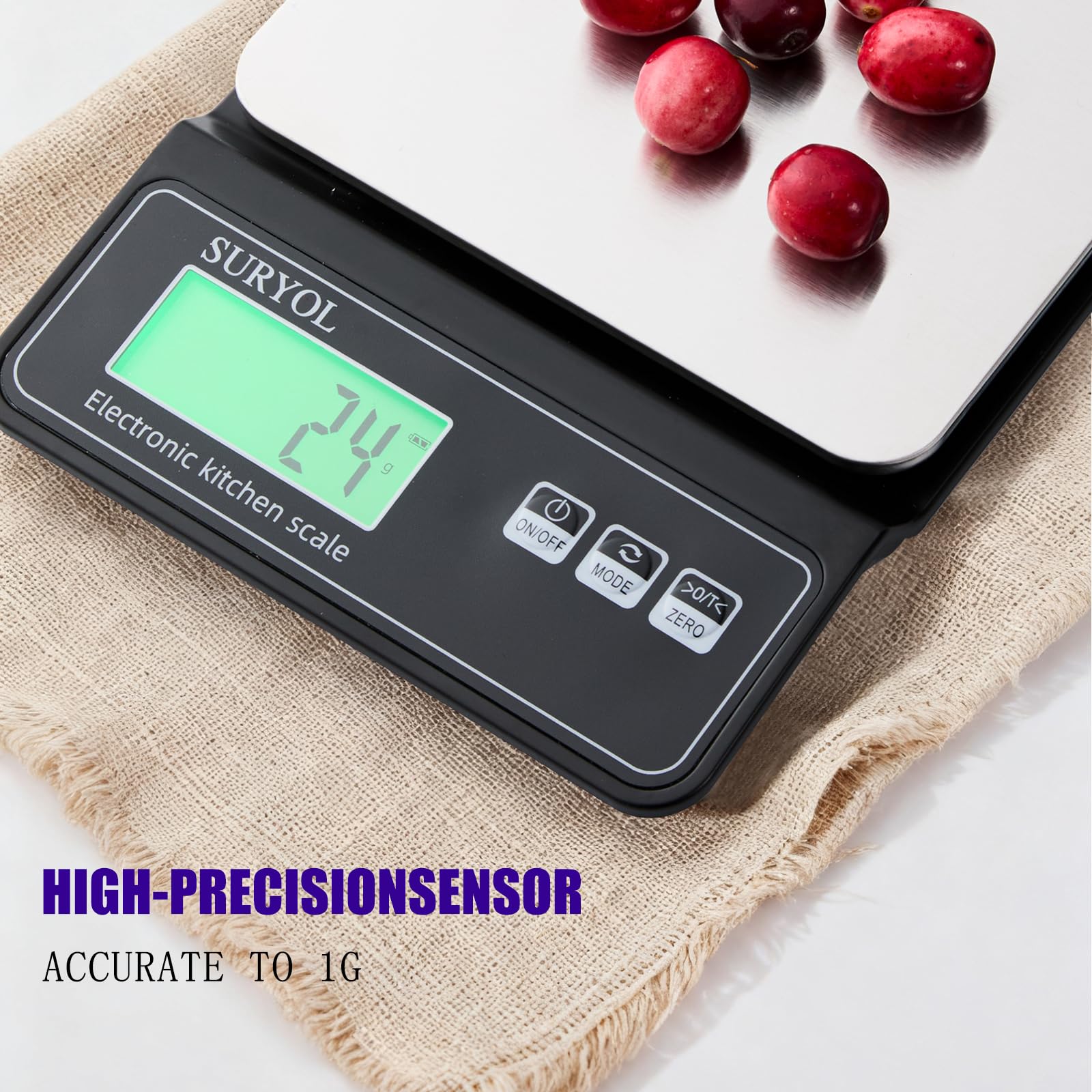 Báscula digital de alimentos de 0,5 g/0,1 oz – 11 libras, 5 unidades, vidrio templado y acero inoxidable, báscula de peso de alimentos en gramos y onzas para cocinar, hornear