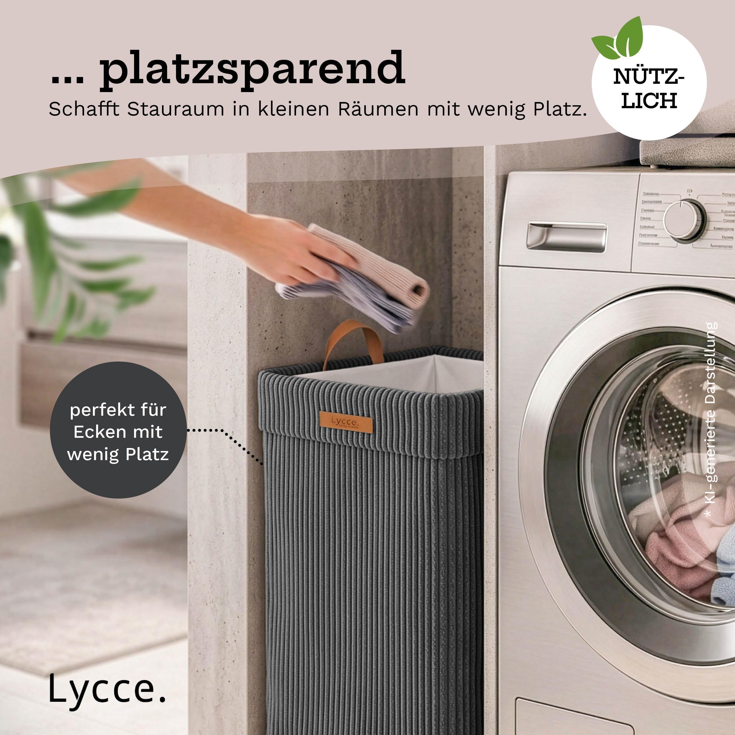 Lycce Wäschekorb Cord, waschbar - faltbar (Dunkelgrau)