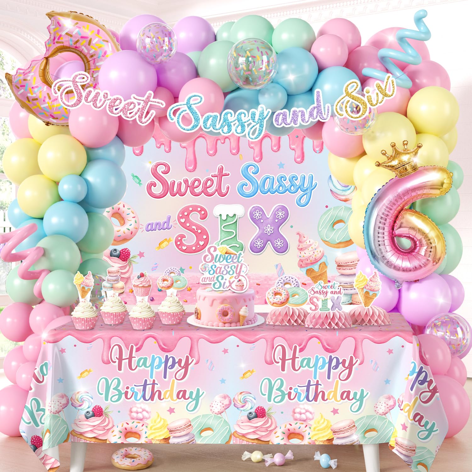 Globos de cumpleaños Sweet Sassy and Six
