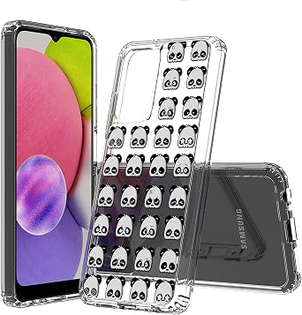 AquaFlex Phone Case Compatible with Samsung Galaxy A03S Slim Design Full Body Reinforced Corners Shockproof Drop Protection Pandas Emoji